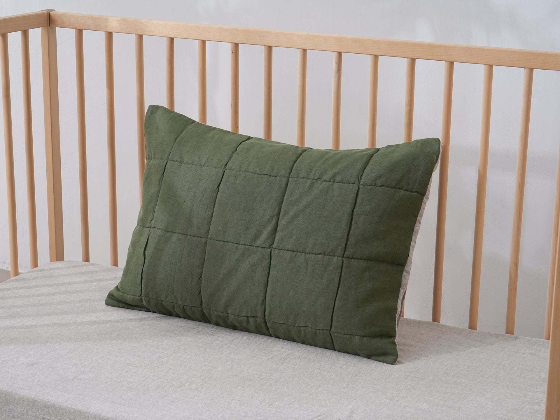 Quilted Linen Cot Pillowcase (42cm X 60cm)