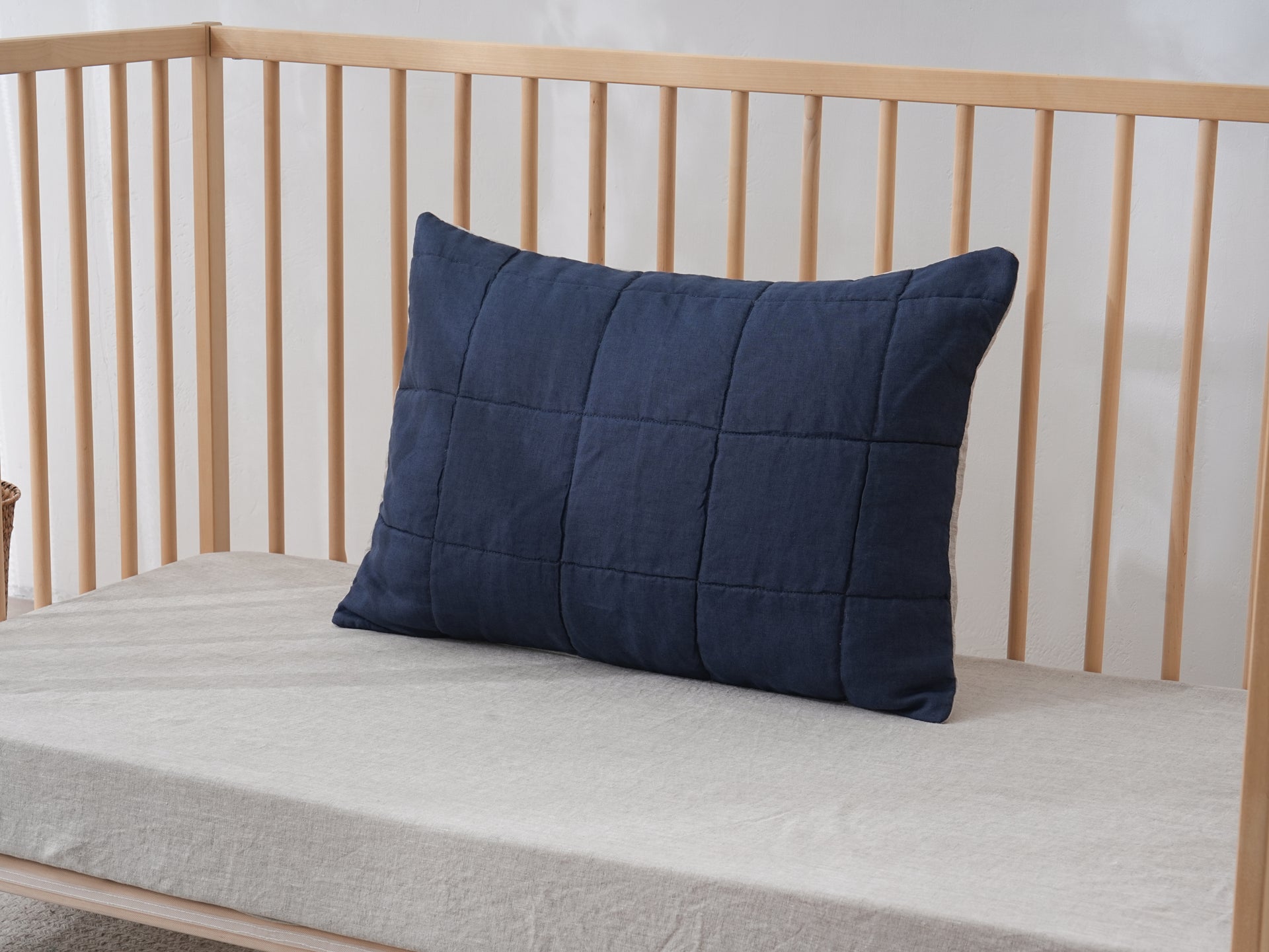 Quilted Linen Cot Pillowcase (42cm X 60cm)