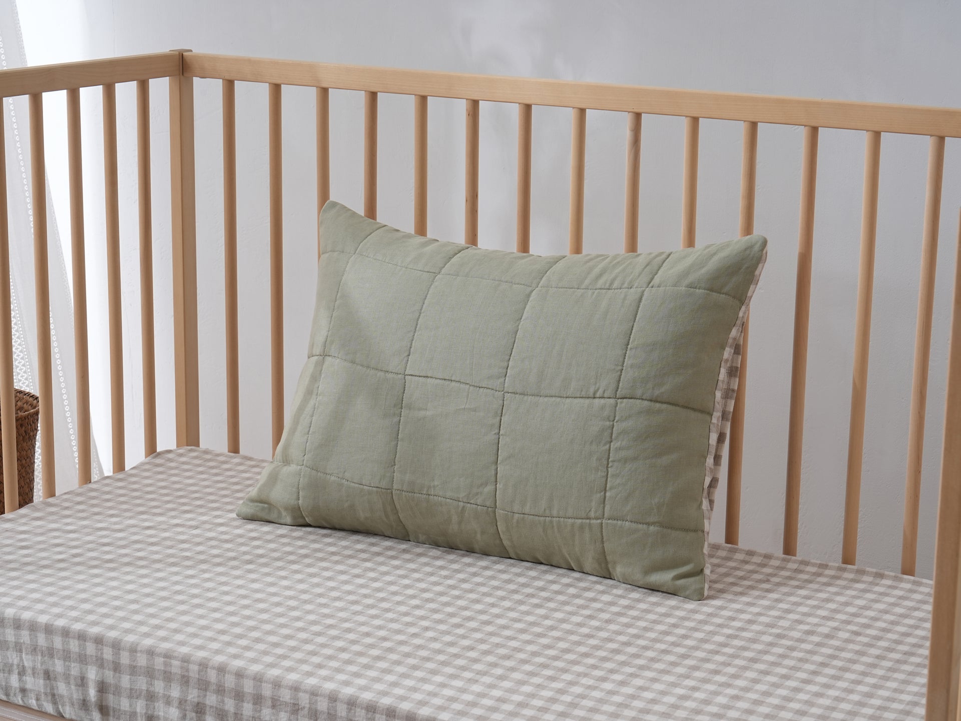 Quilted Linen Cot Pillowcase (42cm X 60cm)
