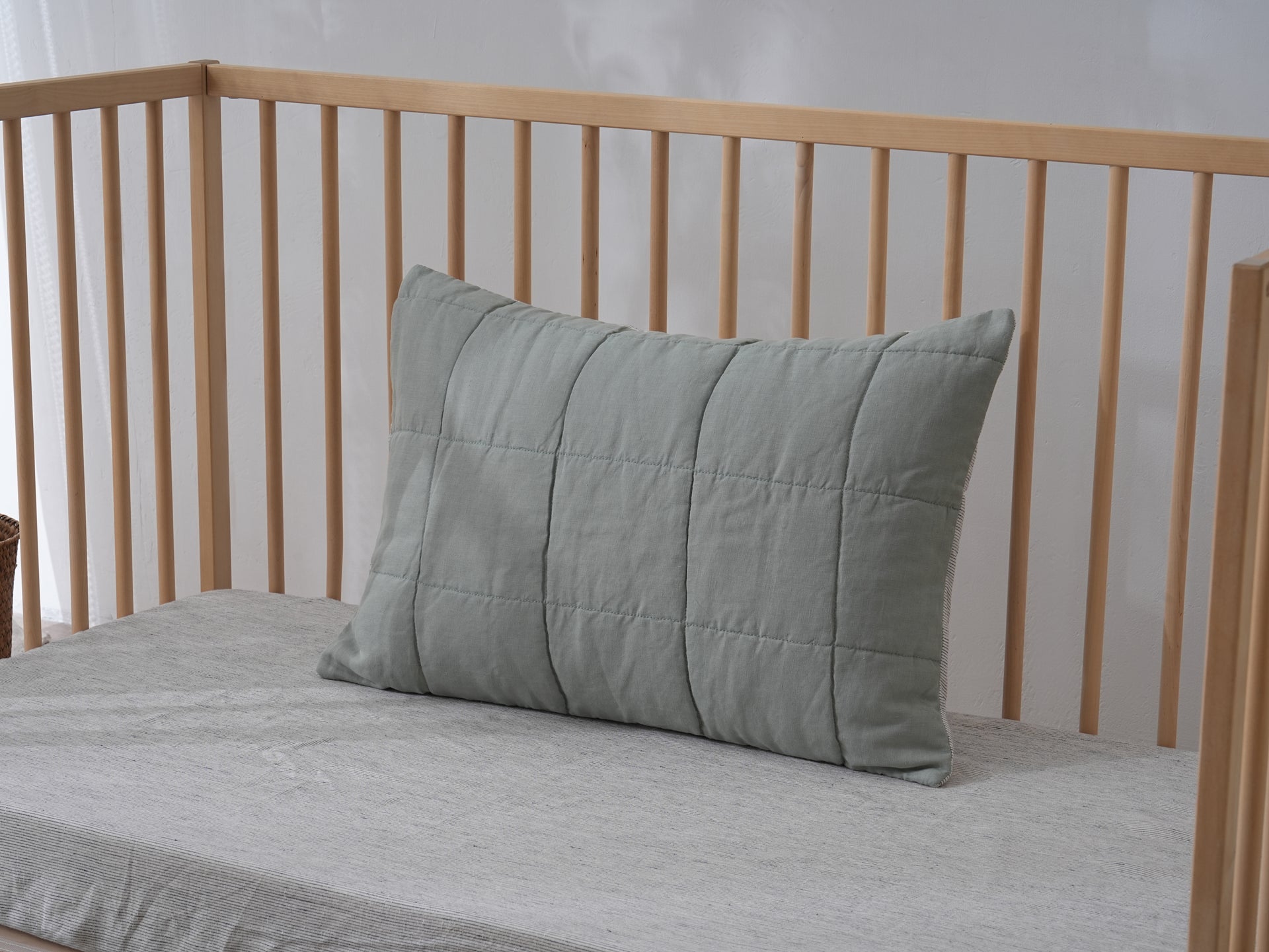 Quilted Linen Cot Pillowcase (42cm X 60cm)