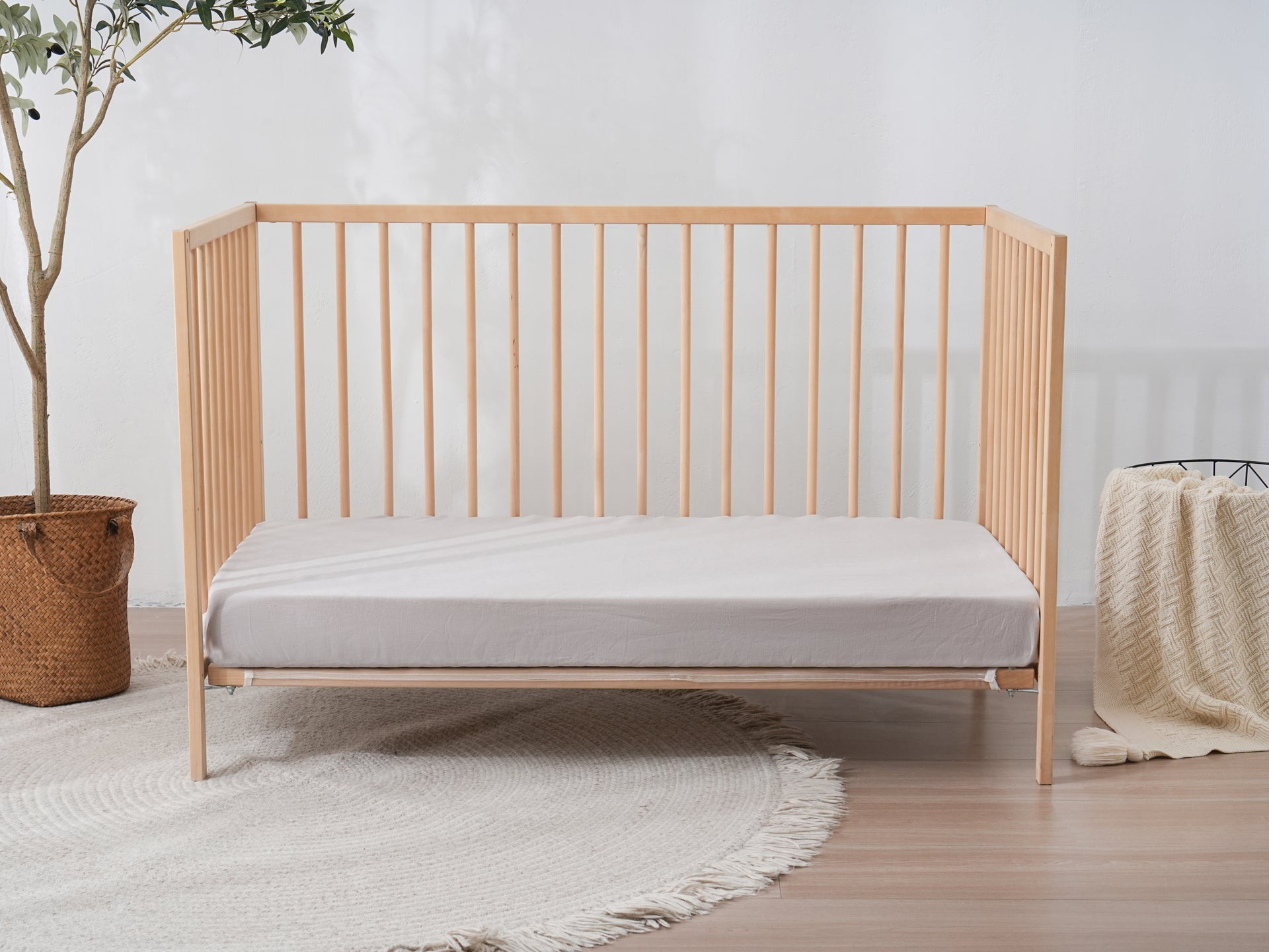 Linen Fitted Cot Sheet - Mist