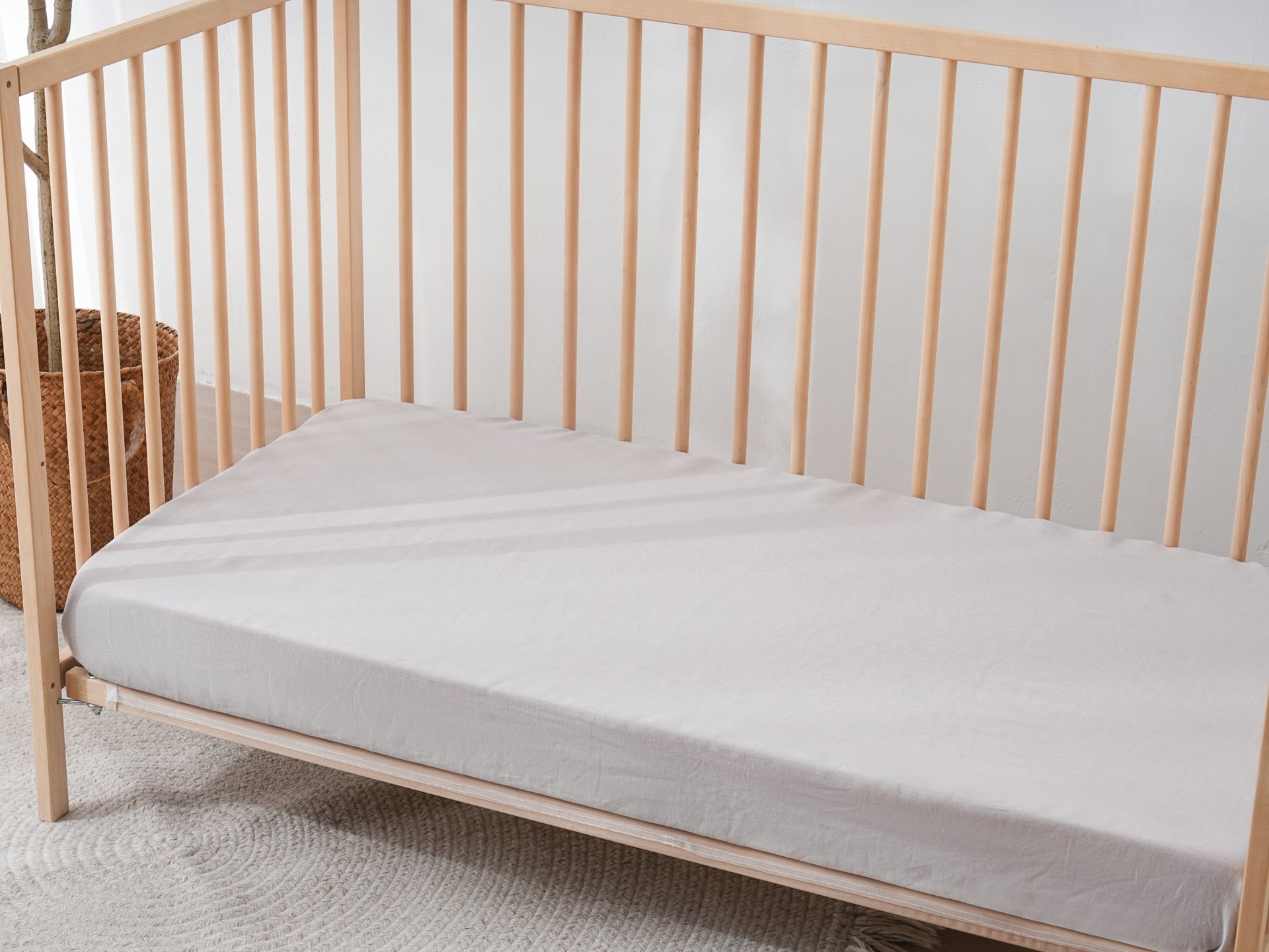 Linen Fitted Cot Sheet - Mist