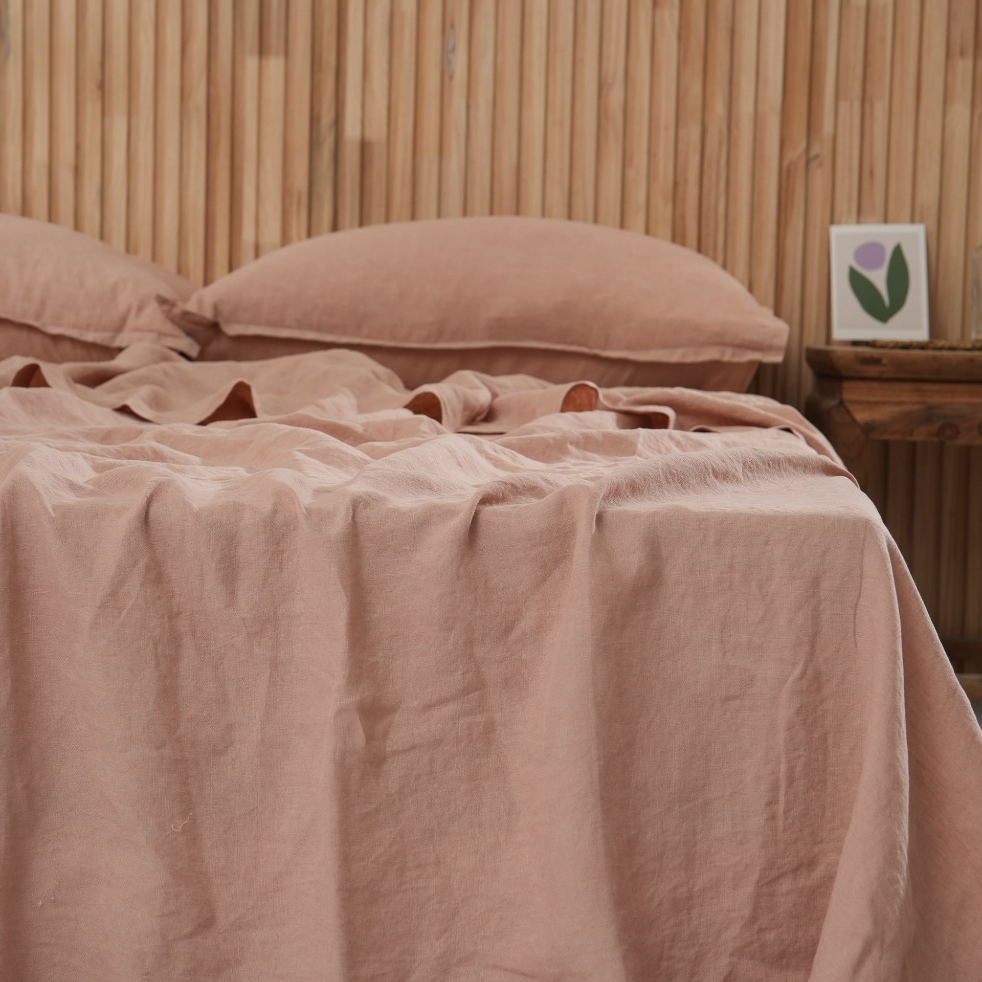 Linen Flat Sheet - Pink Clay