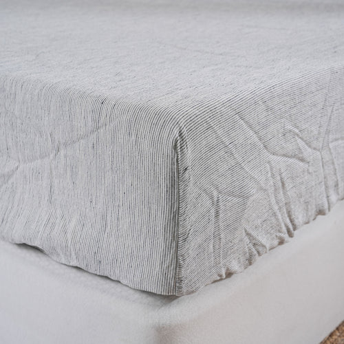 PINSTRIPE - Fitted Sheet - 100% French Flax Linen