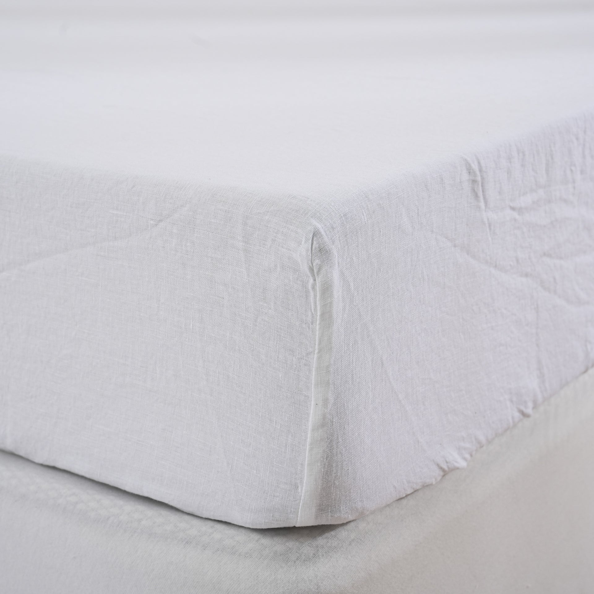 Linen Fitted Sheet - Snow