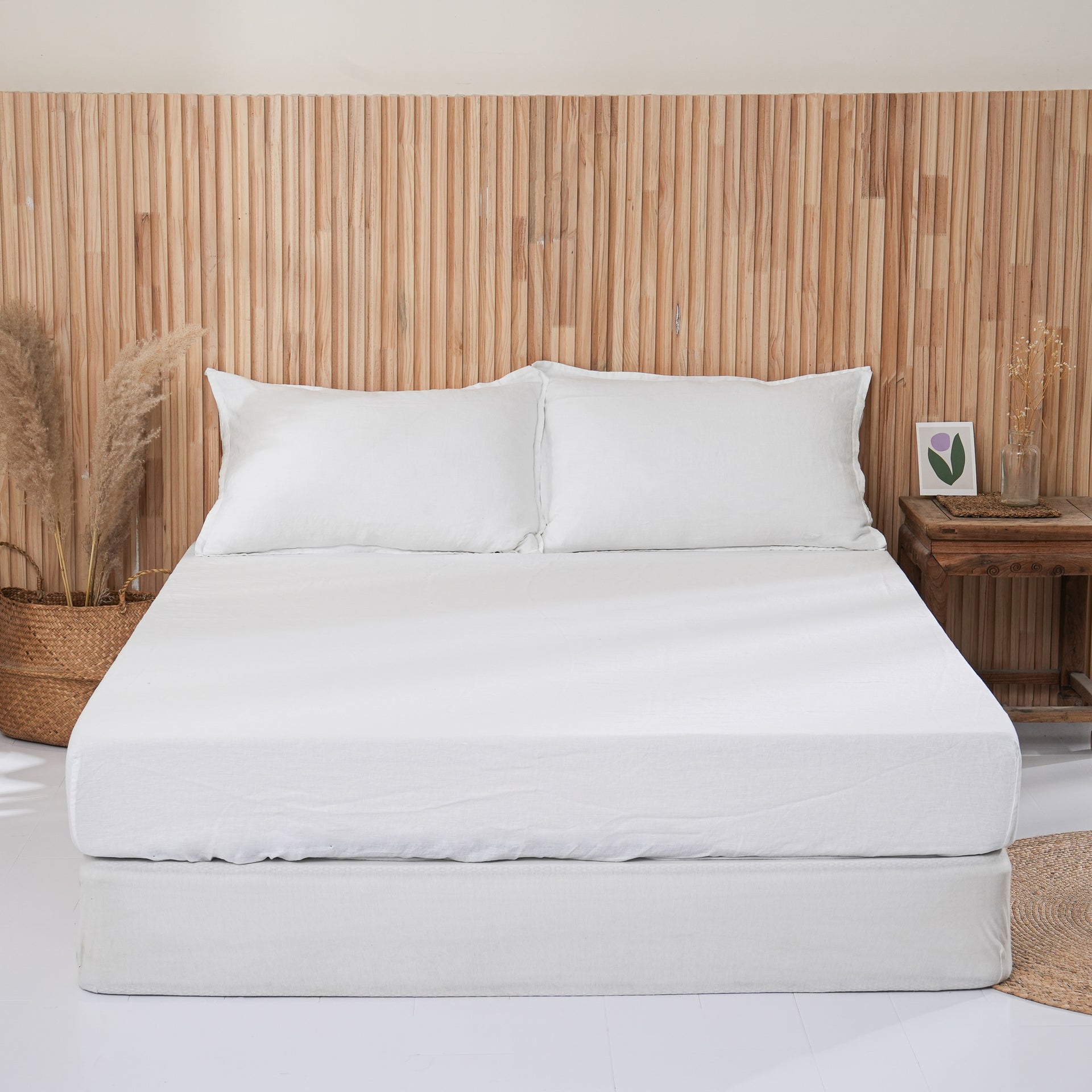 Linen Fitted Sheet - Snow