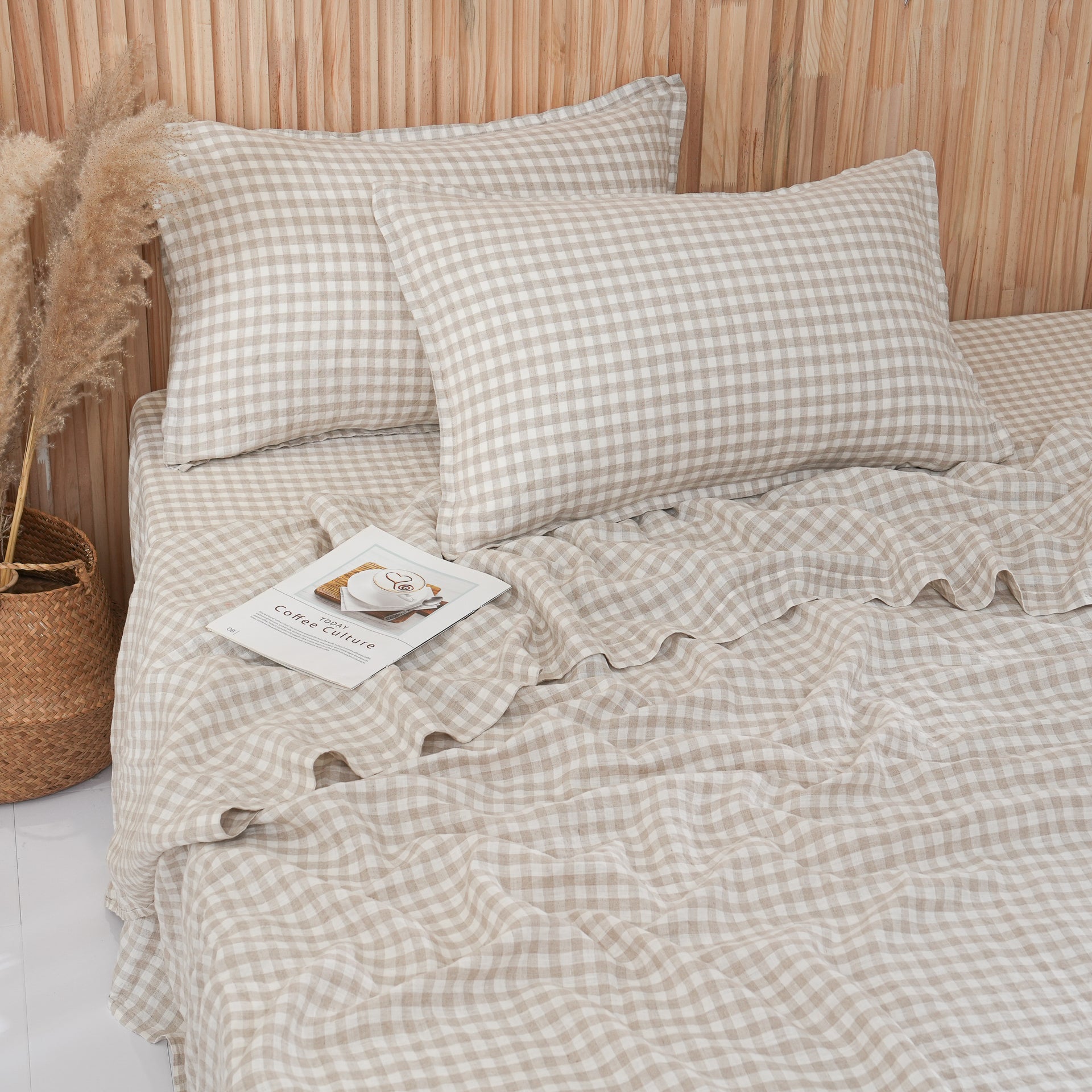 Linen Sheet Set - Beige Gingham