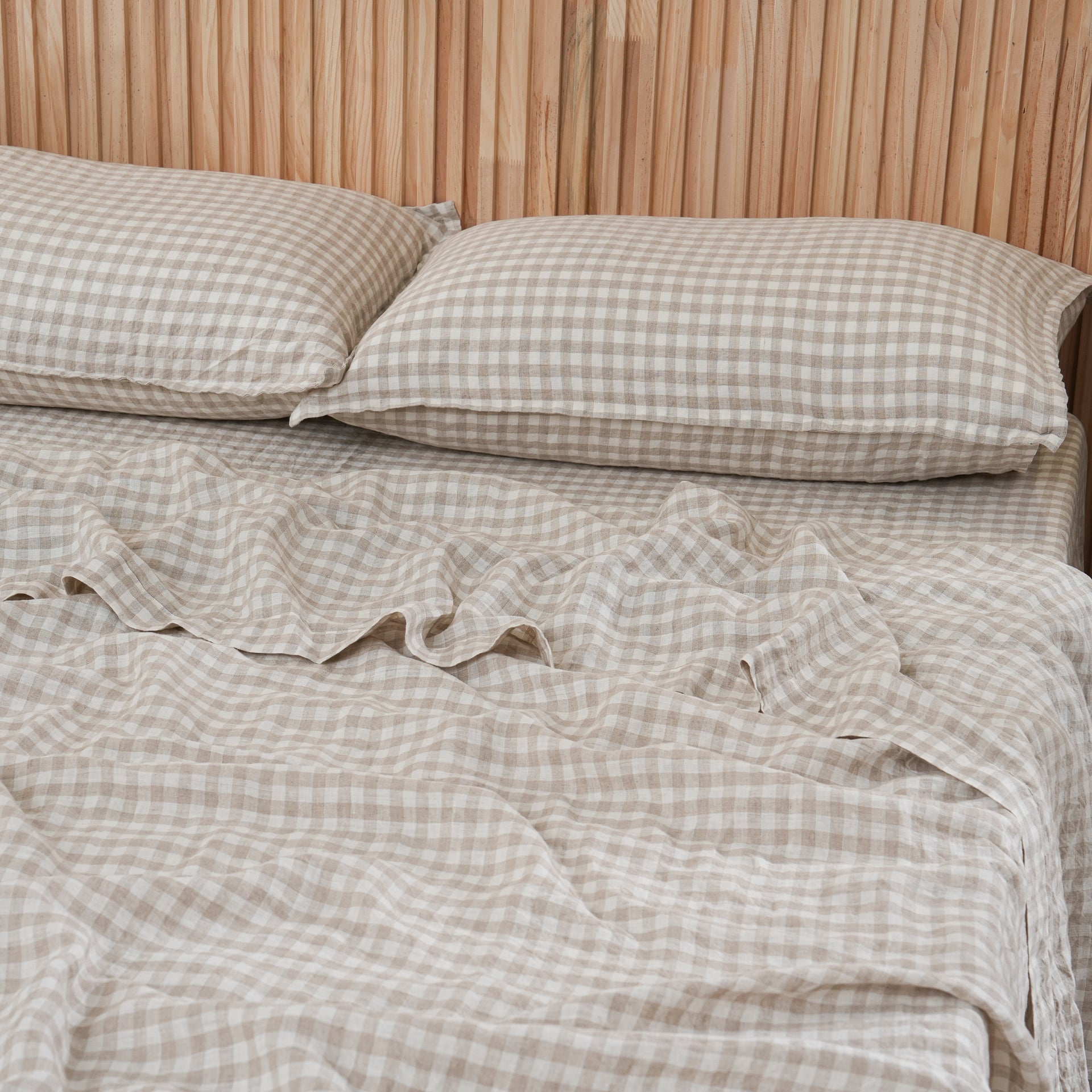 Linen Sheet Set - Beige Gingham