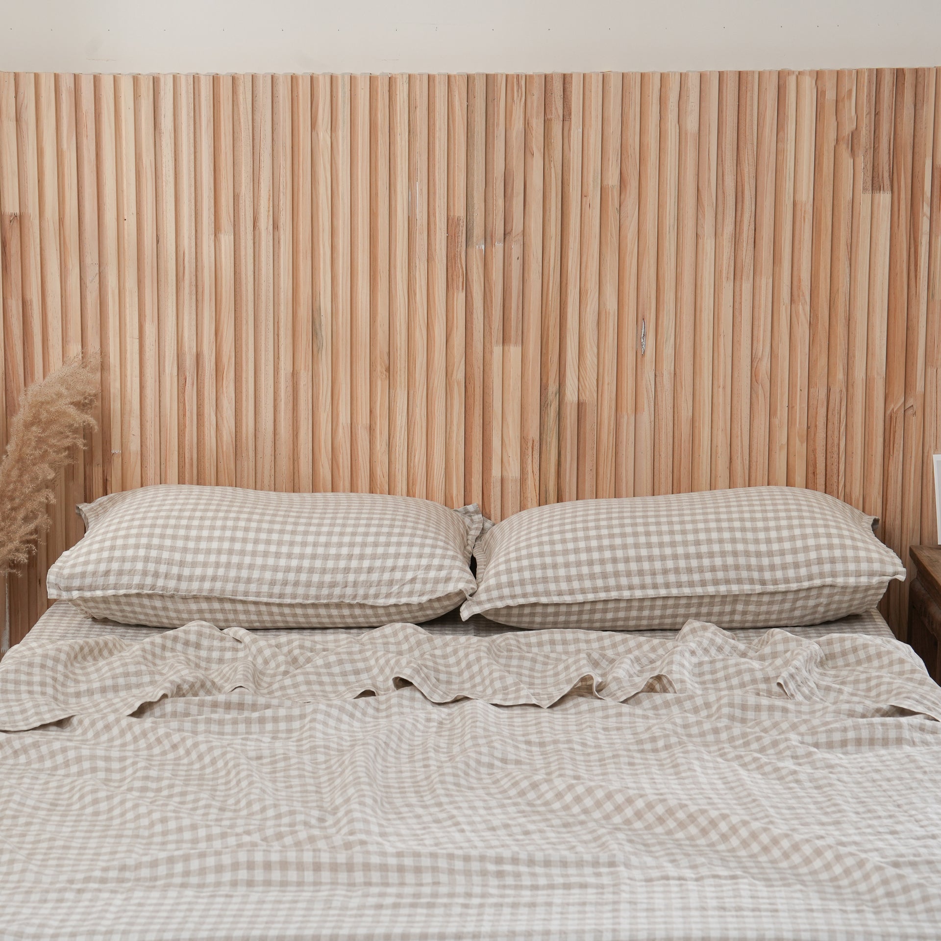 Linen Sheet Set - Beige Gingham