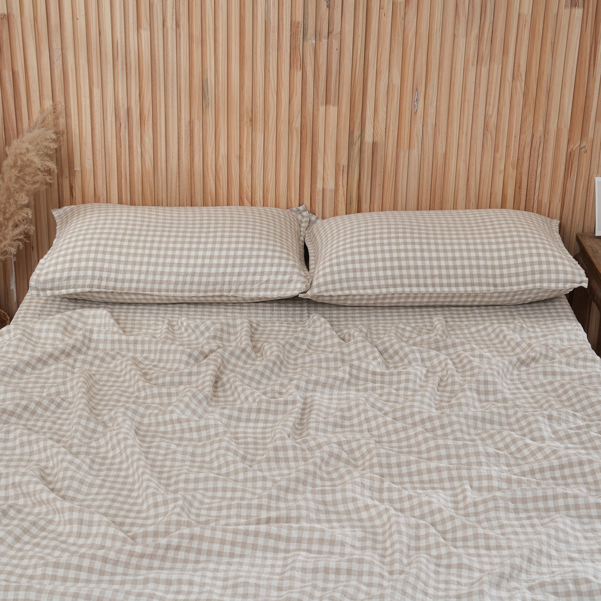 Linen Sheet Set - Beige Gingham