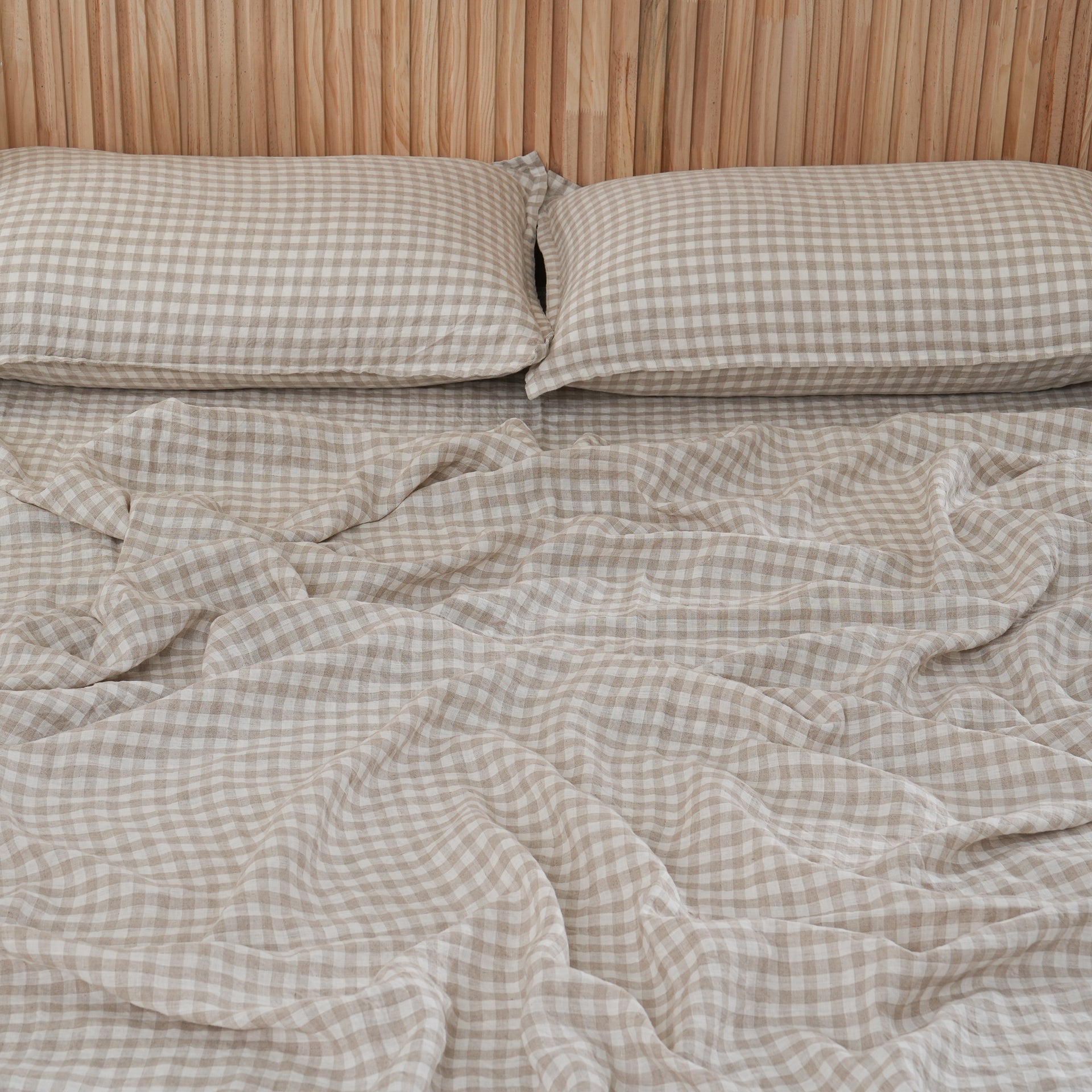 Linen Sheet Set - Beige Gingham