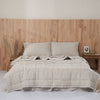 Quilted Linen Blanket - Sand + Snow