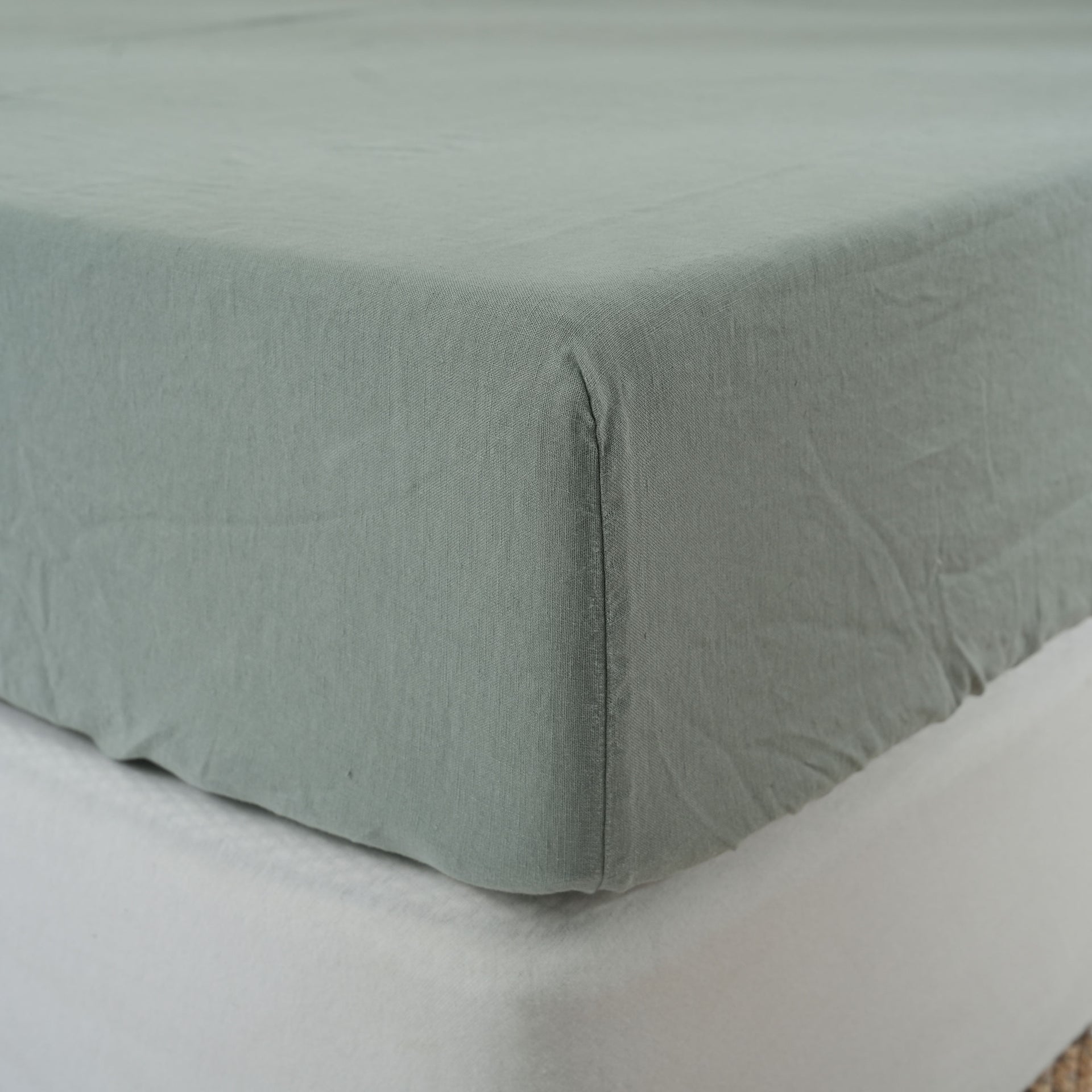 Linen Fitted Sheet - Sage