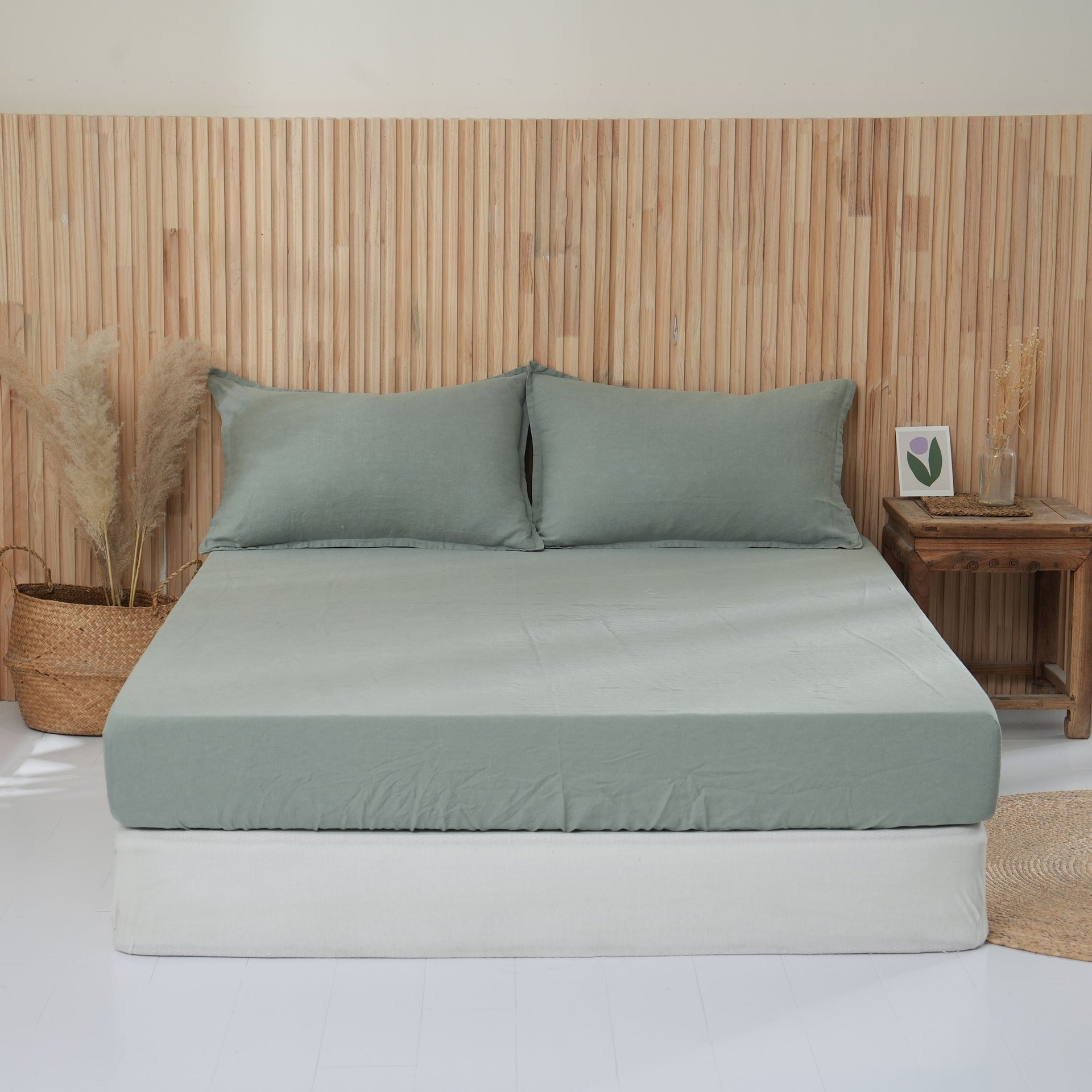 Linen Fitted Sheet - Sage