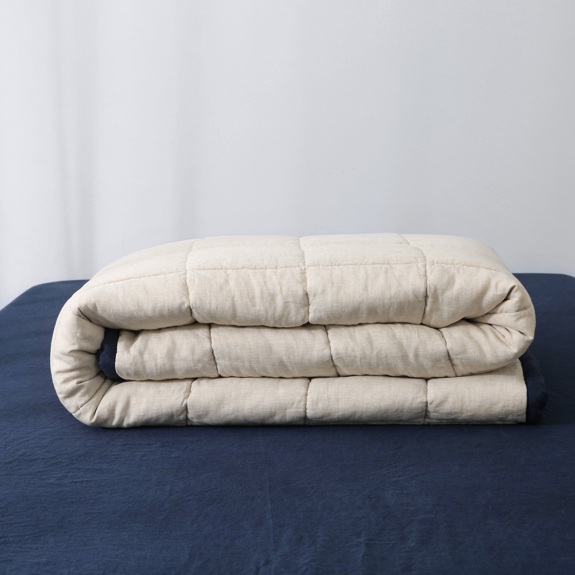 Quilted Linen Blanket - Ocean + Sand