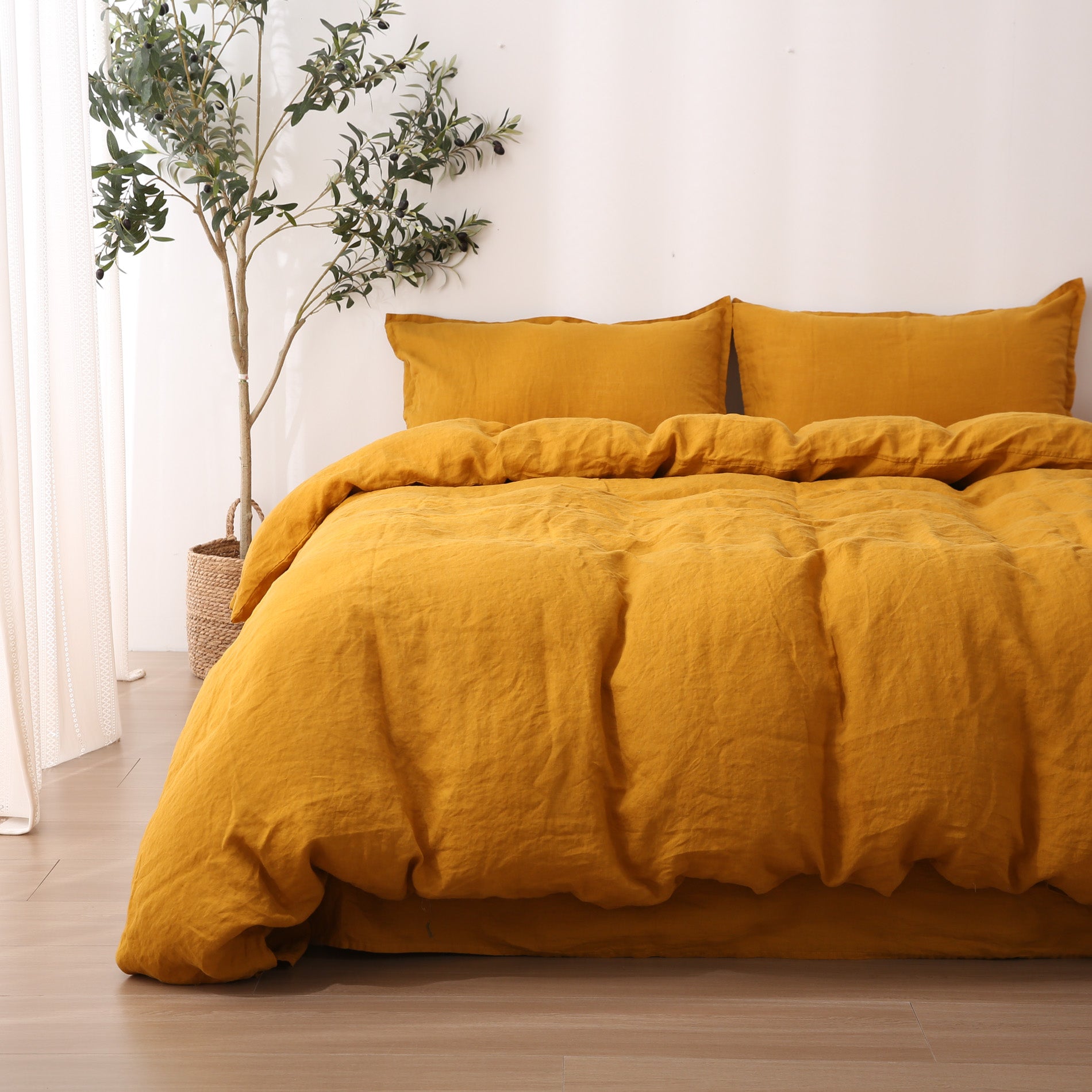 Linen Duvet Cover + Pillowcases - Turmeric