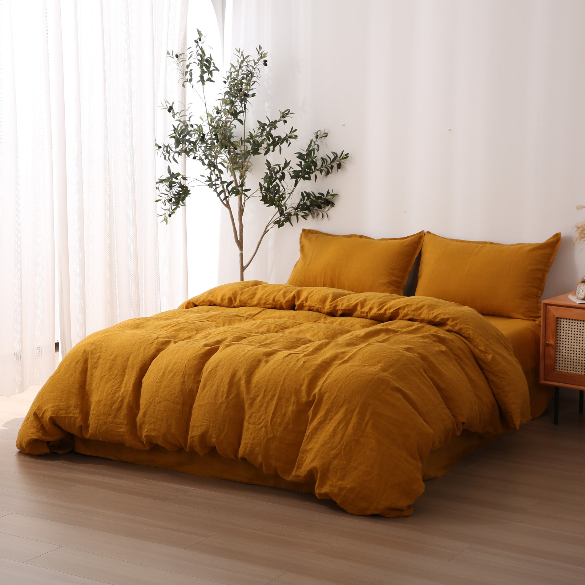 Linen Duvet Cover + Pillowcases - Turmeric