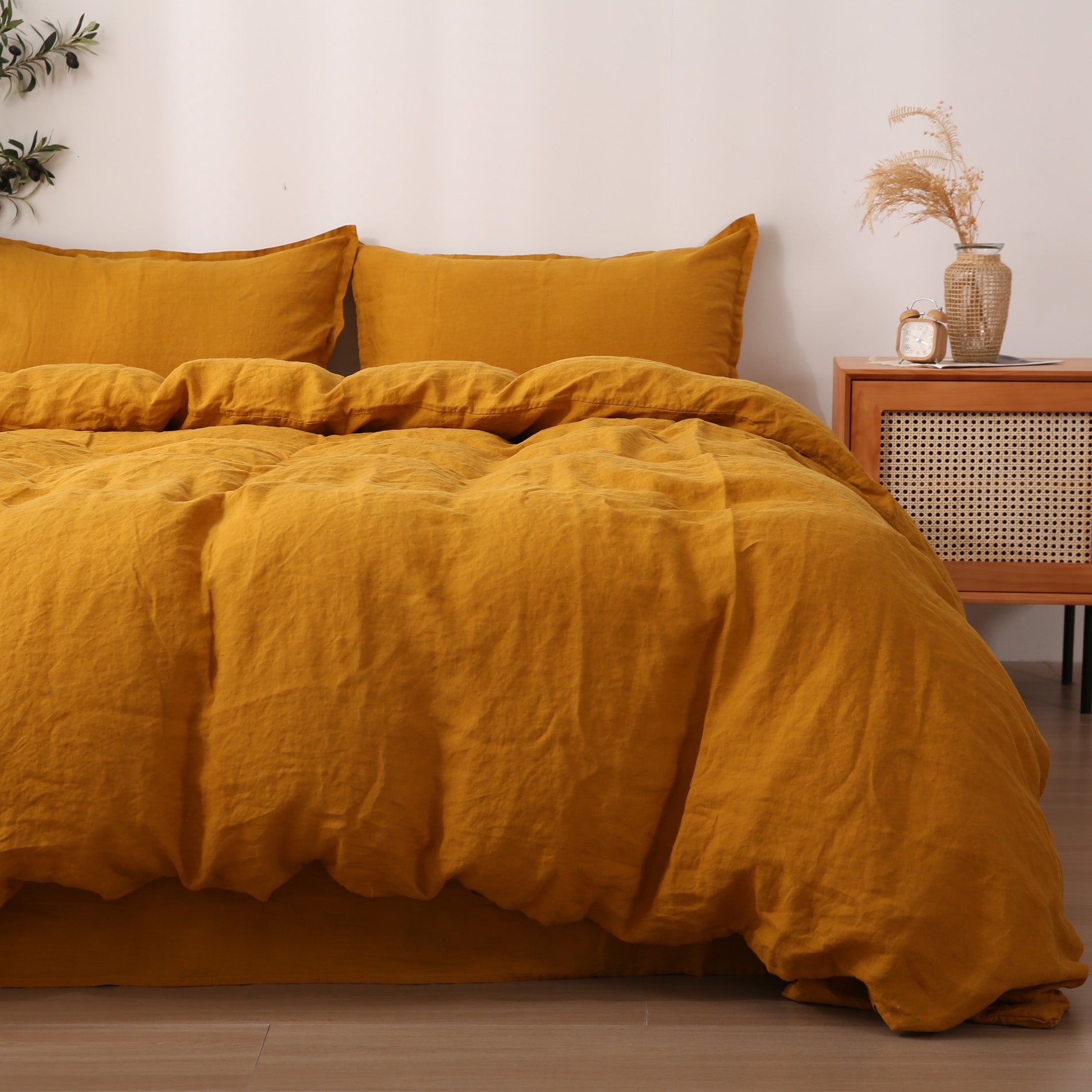 Linen Duvet Cover + Pillowcases - Turmeric