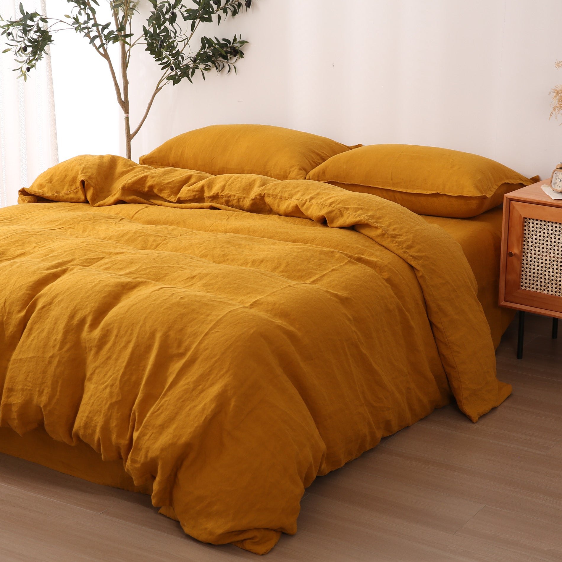 Linen Duvet Cover + Pillowcases - Turmeric