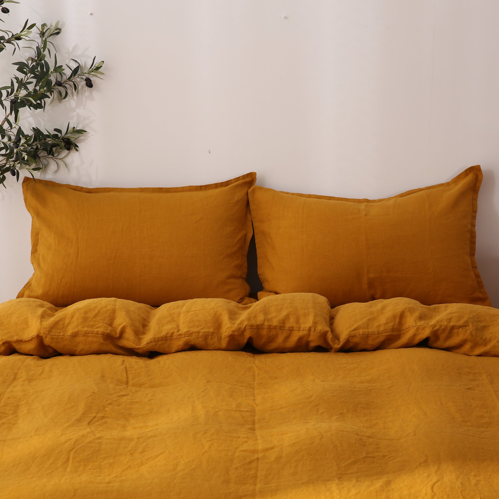 Linen Duvet Cover + Pillowcases - Turmeric
