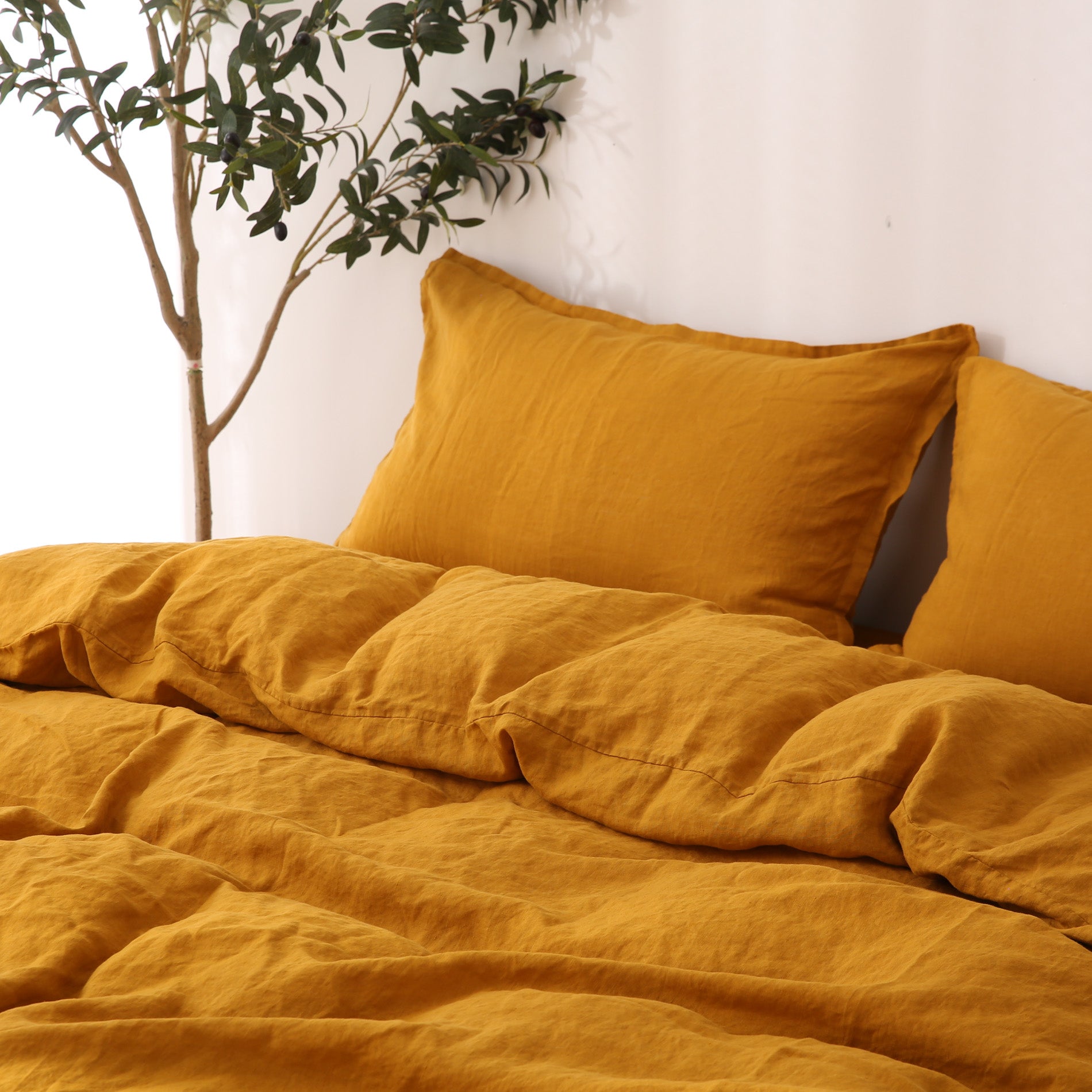Linen Duvet Cover + Pillowcases - Turmeric
