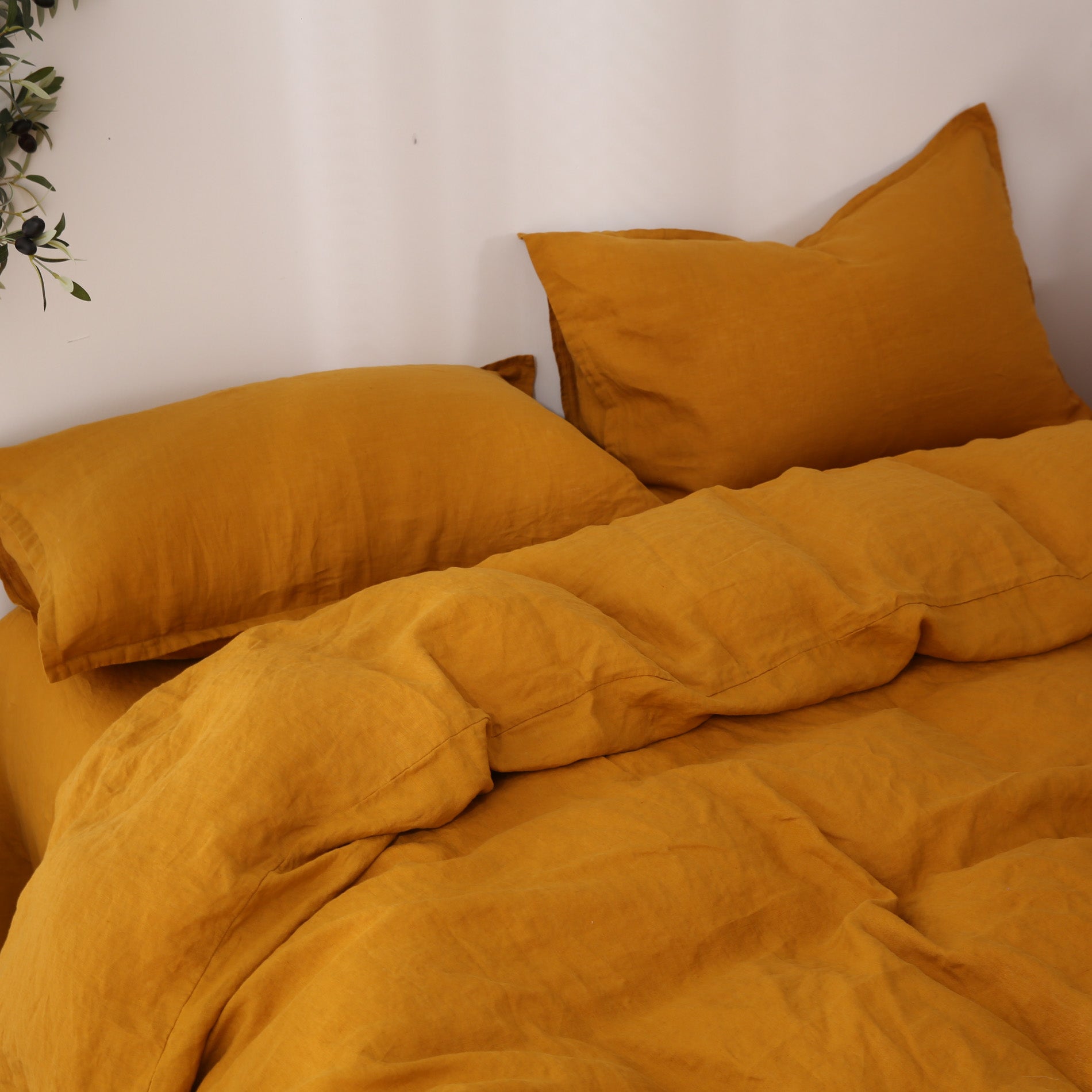 Linen Duvet Cover + Pillowcases - Turmeric