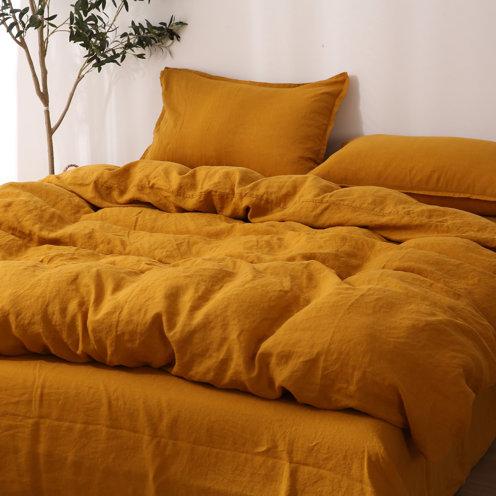 Linen Duvet Cover + Pillowcases - Turmeric
