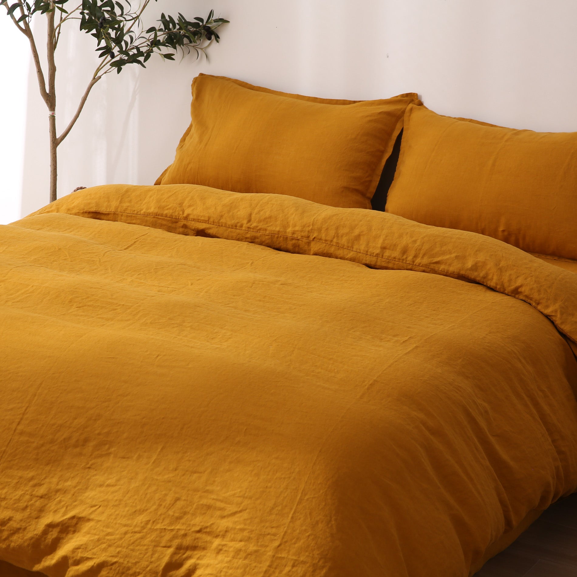 Linen Duvet Cover + Pillowcases - Turmeric