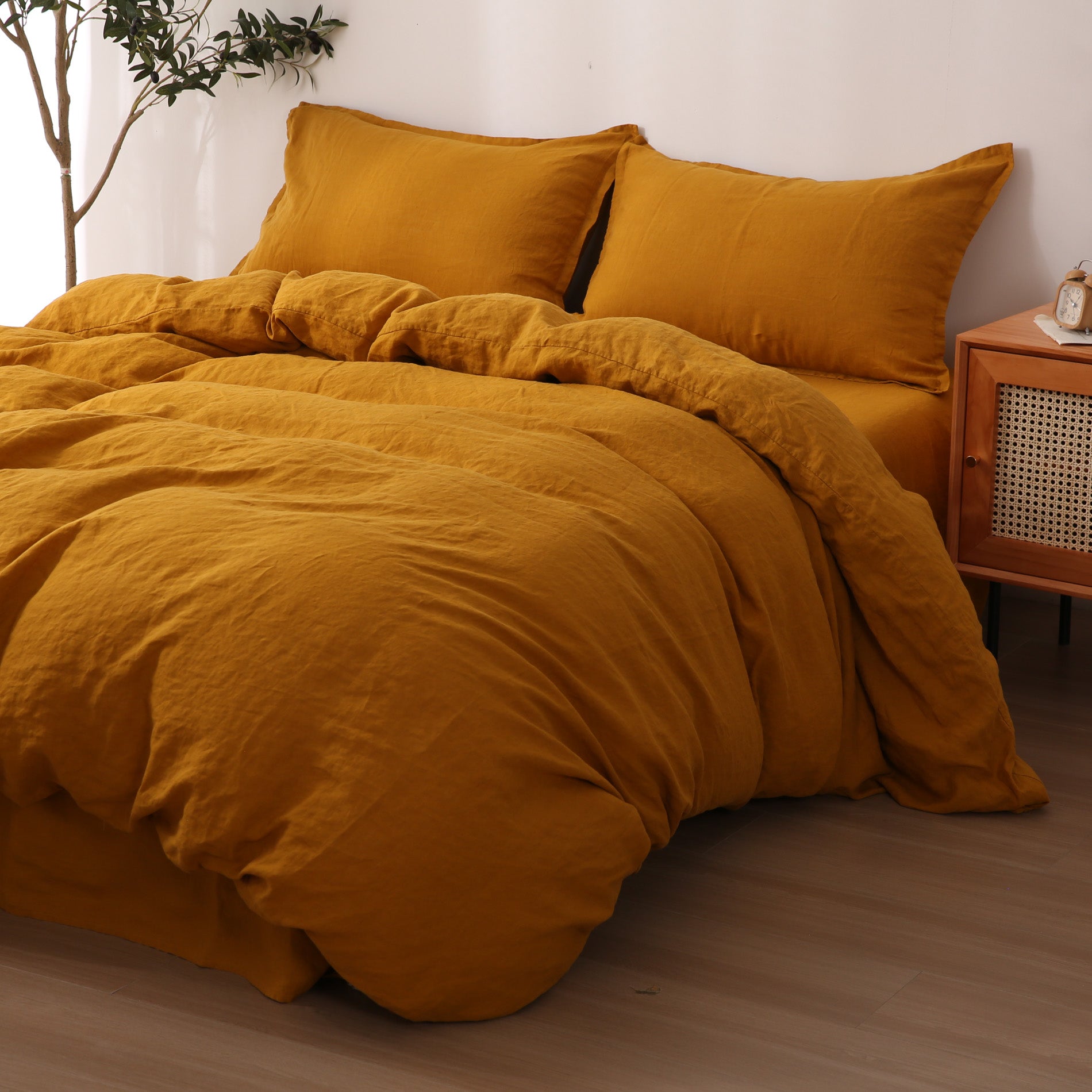 Linen Duvet Cover + Pillowcases - Turmeric