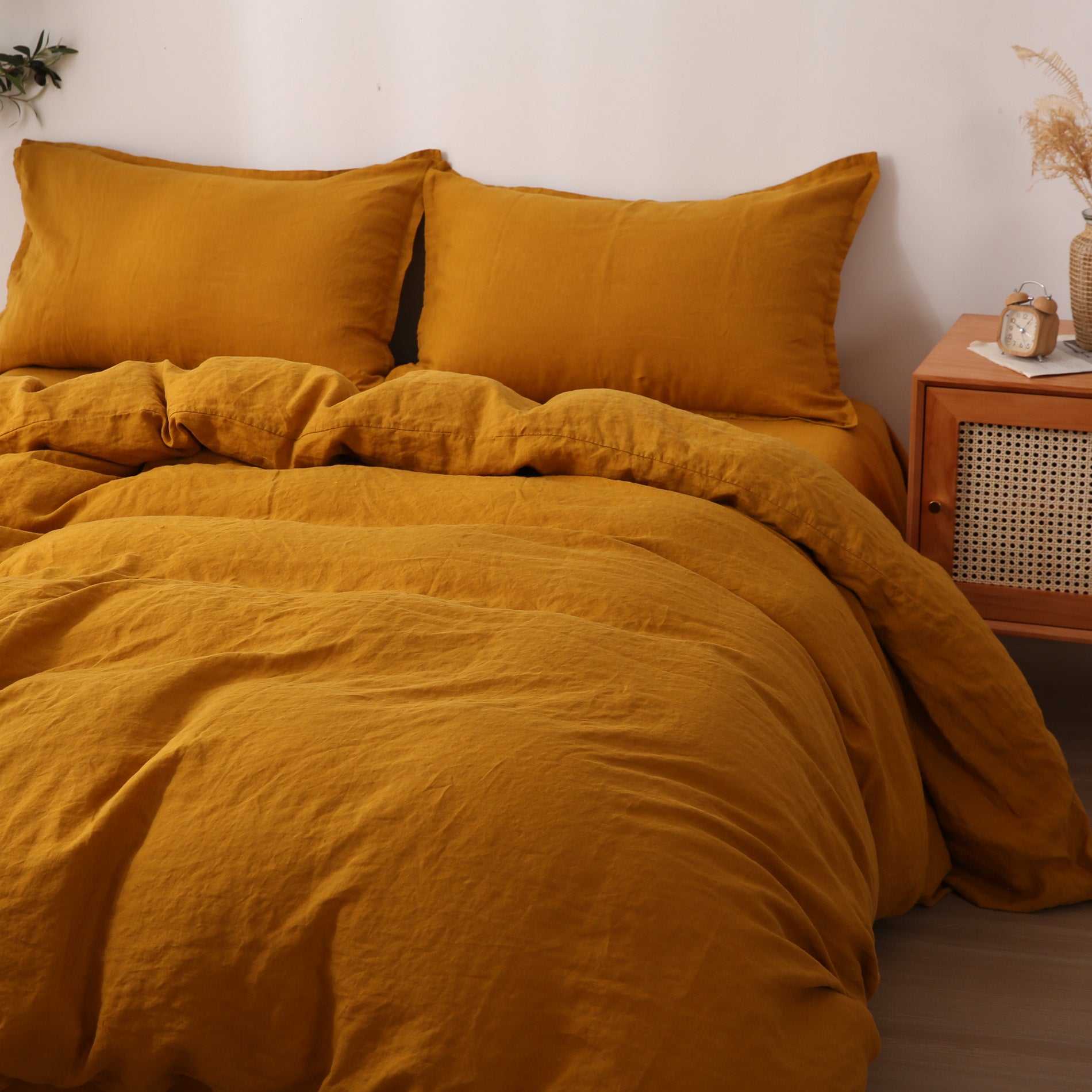 Linen Duvet Cover + Pillowcases - Turmeric