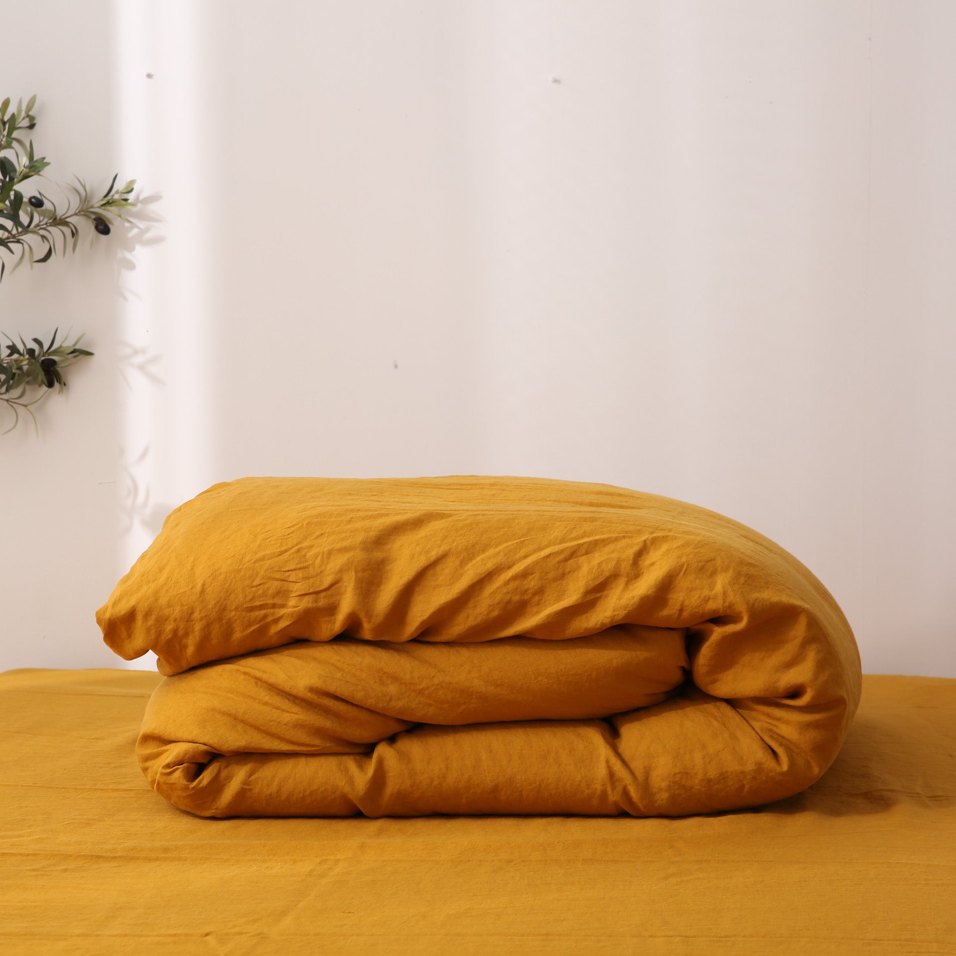 Linen Duvet Cover + Pillowcases - Turmeric