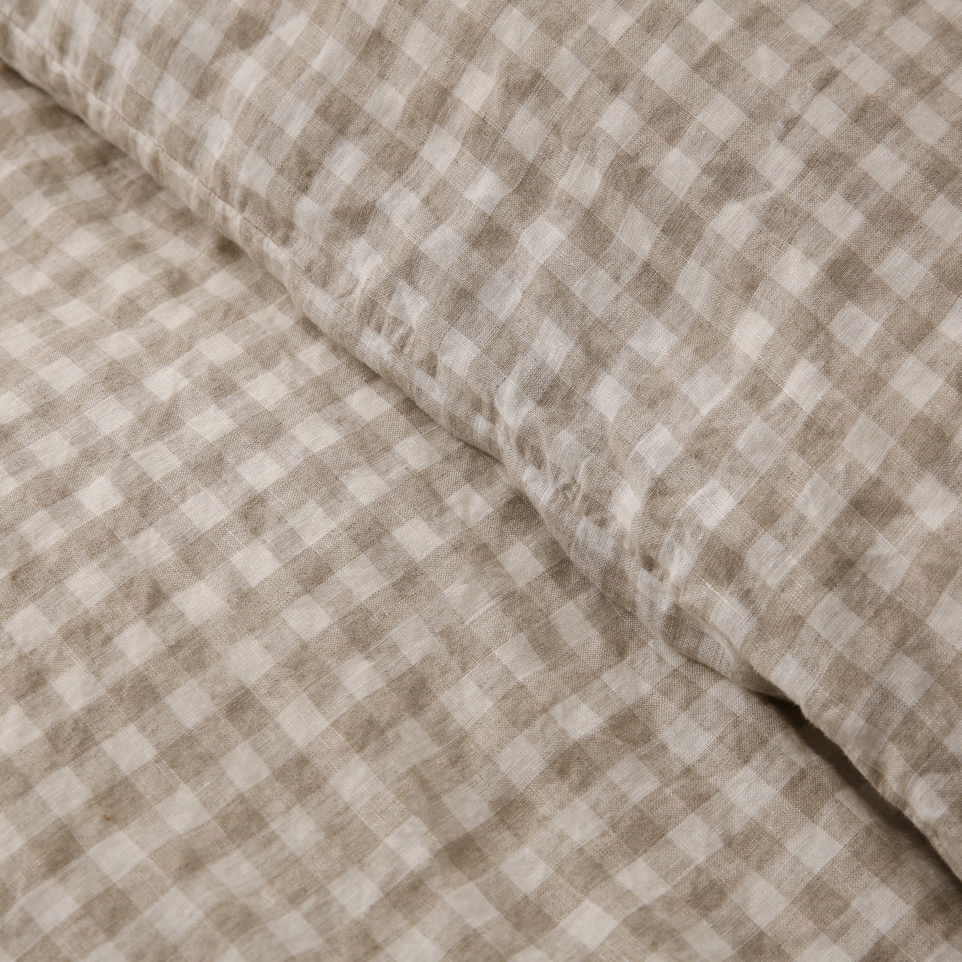 Linen Duvet Cover + Pillowcases - Beige Gingham