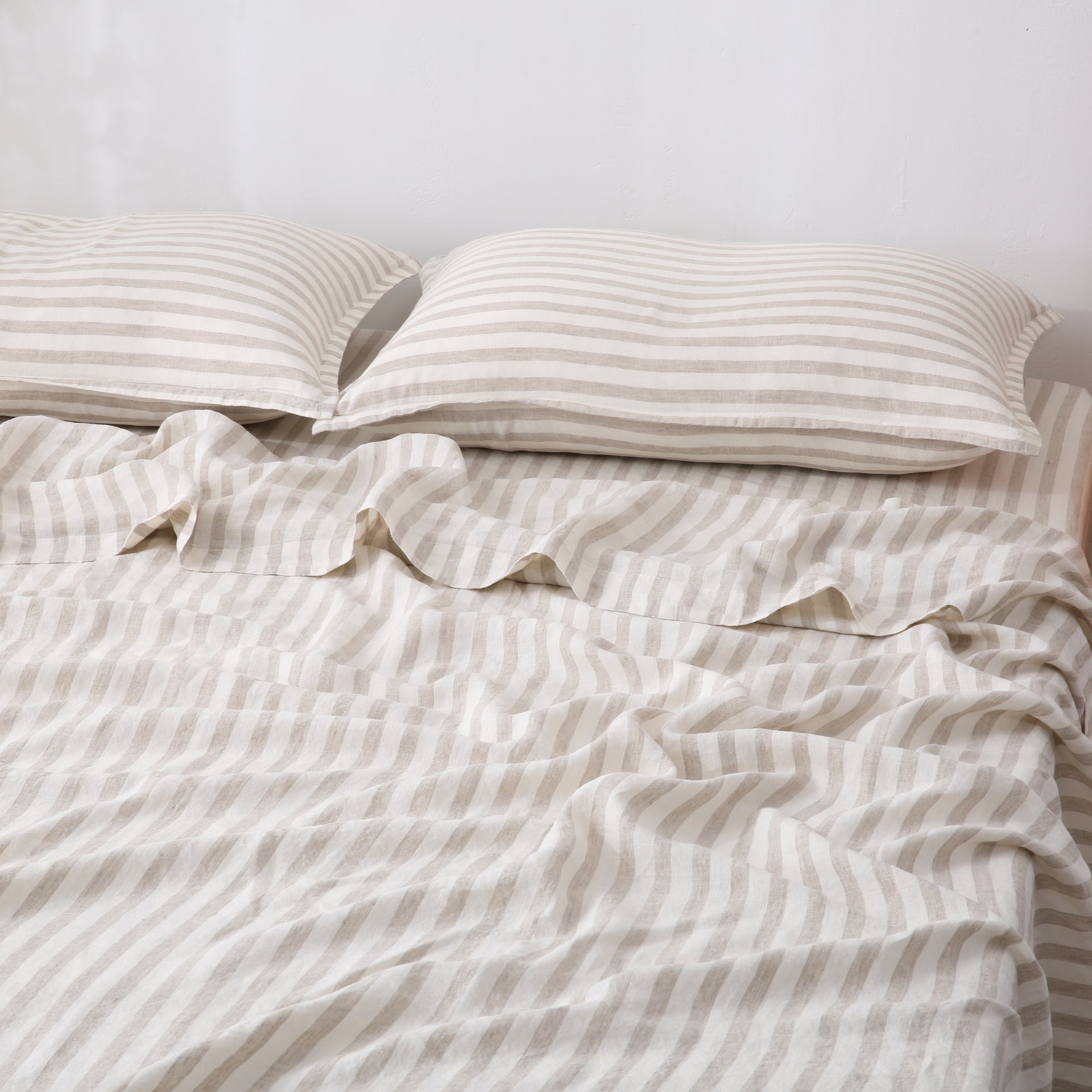 Linen Flat Sheet - Sand Stripe