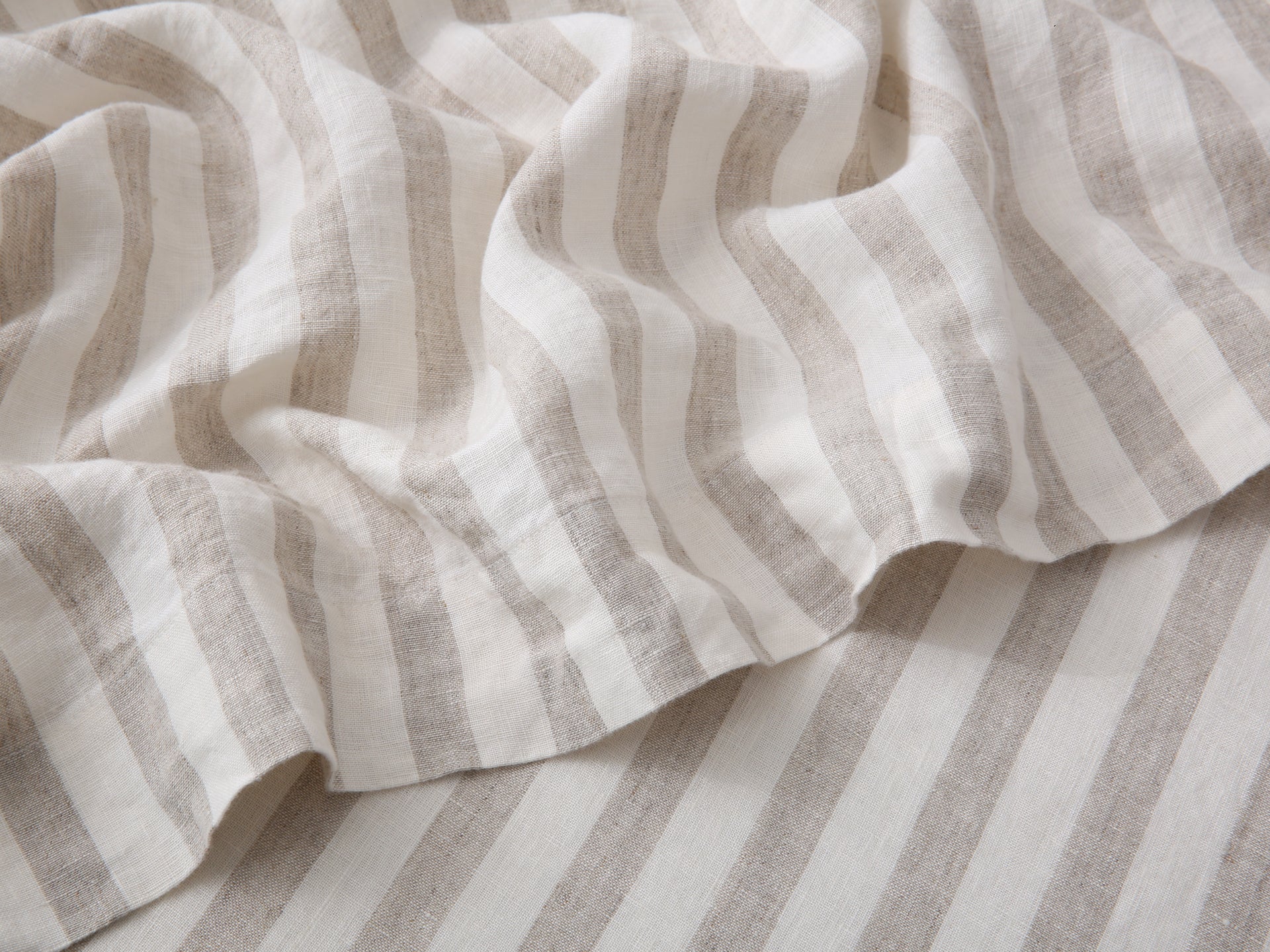 Linen Flat Sheet - Sand Stripe