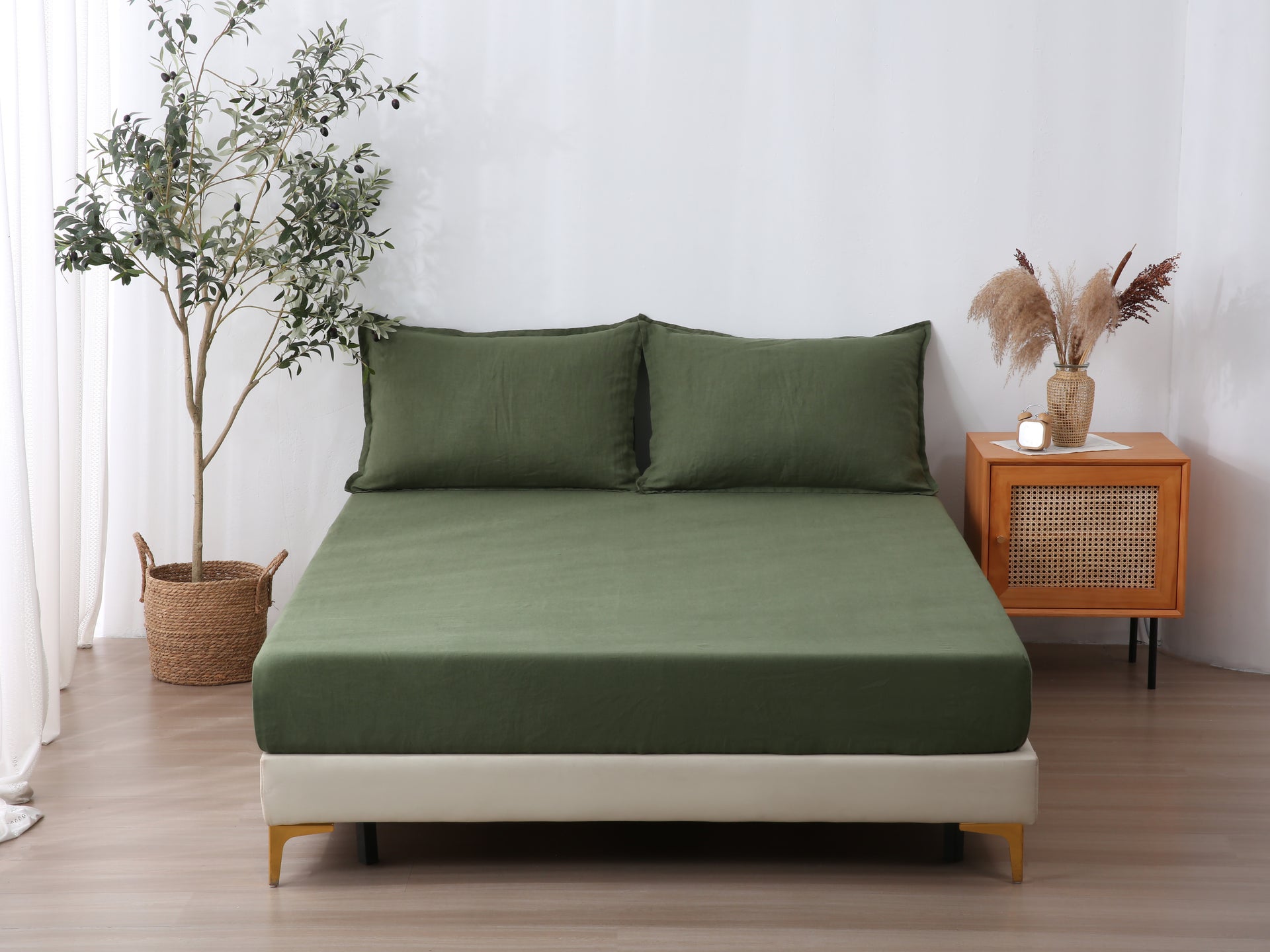 Linen Fitted Sheet - Forest
