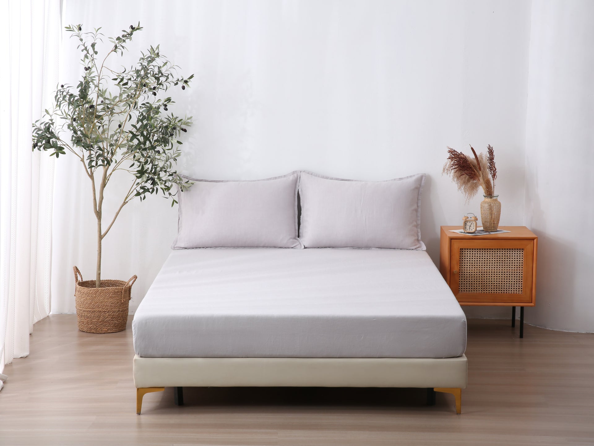 Linen Fitted Sheet - Mist