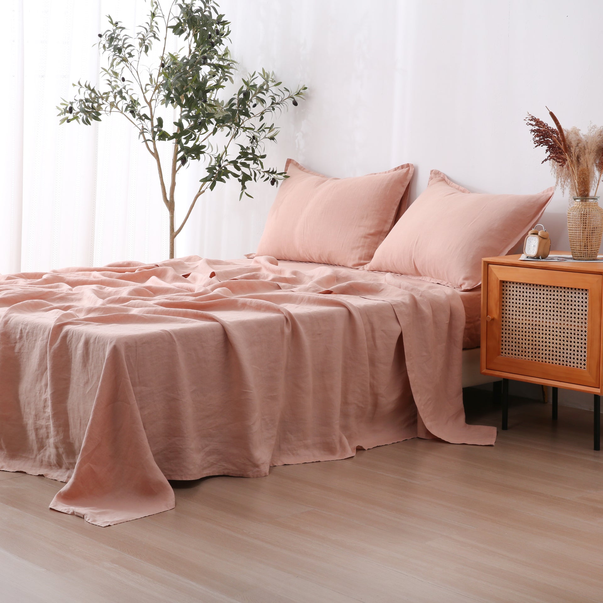 Linen Sheet Set - Pink Clay
