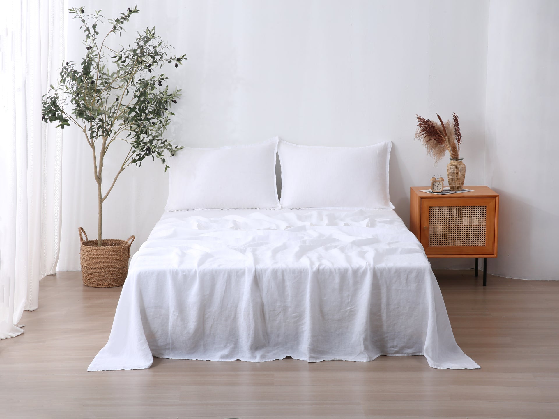 Linen Flat Sheet - Snow