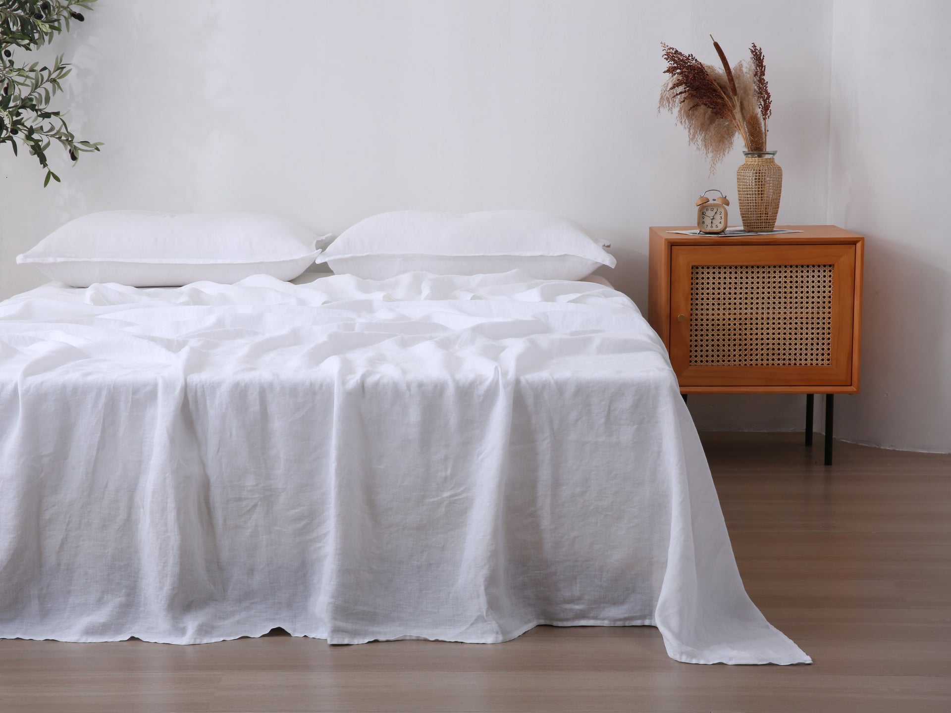 Linen Flat Sheet - Snow