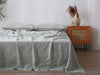 Linen Flat Sheet - Sage Gingham