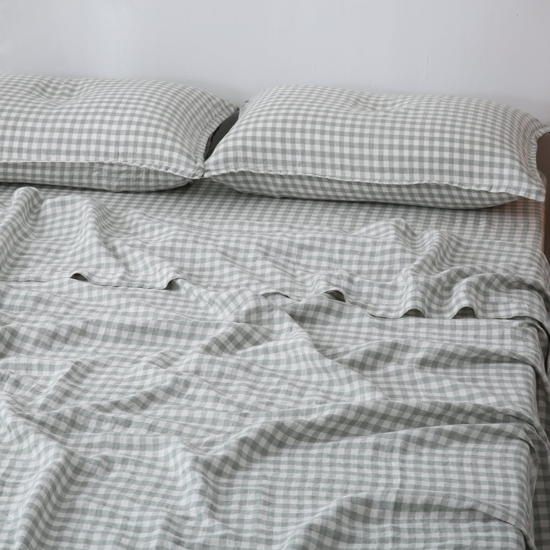 Linen Sheet Set - Sage Gingham