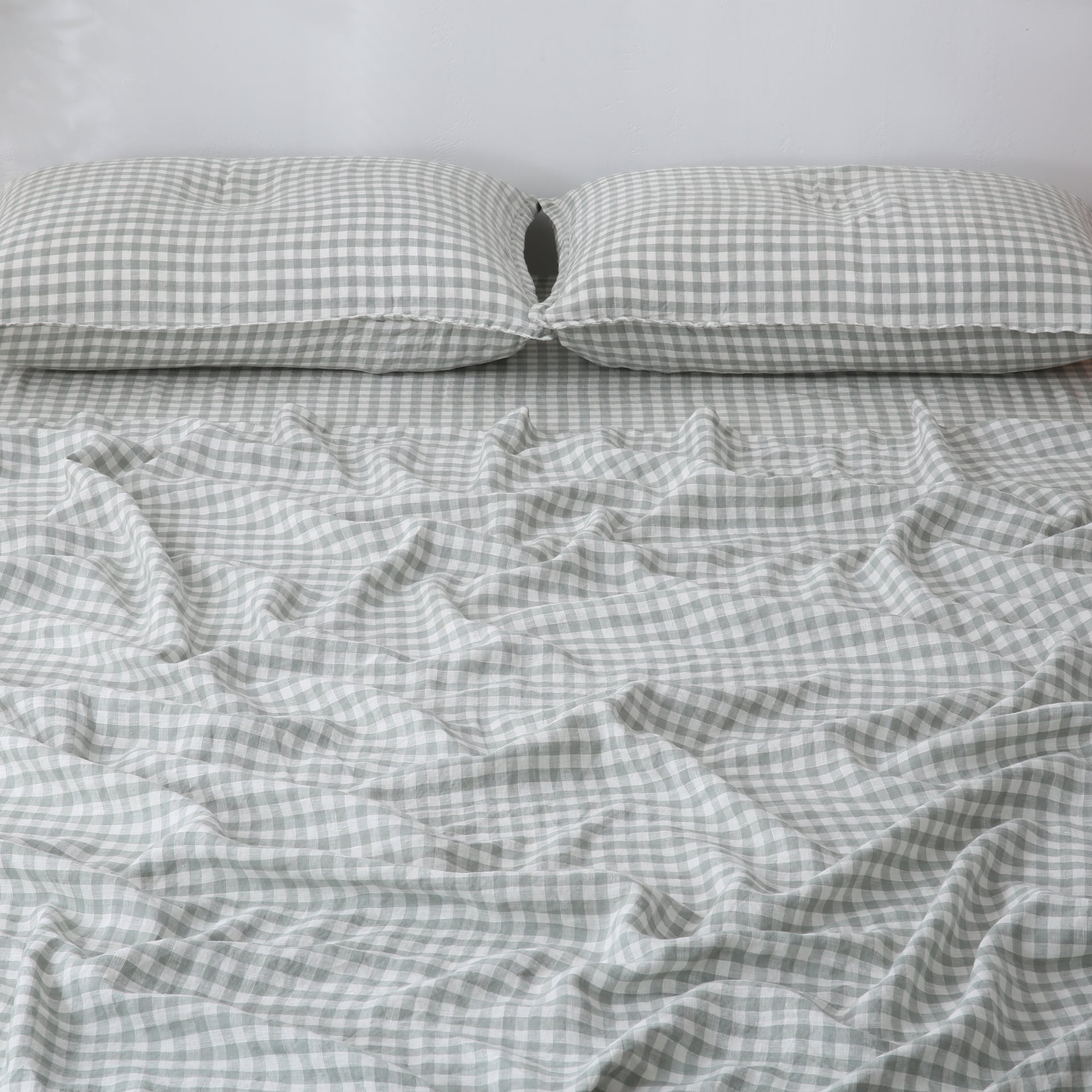 Linen Sheet Set - Sage Gingham