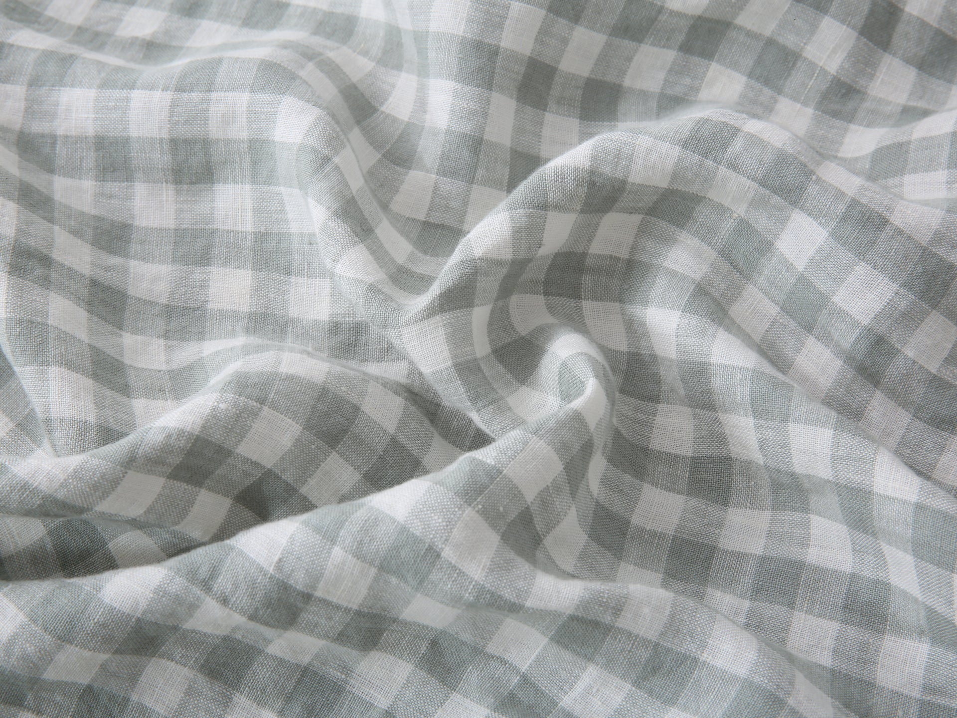 Linen Flat Sheet - Sage Gingham
