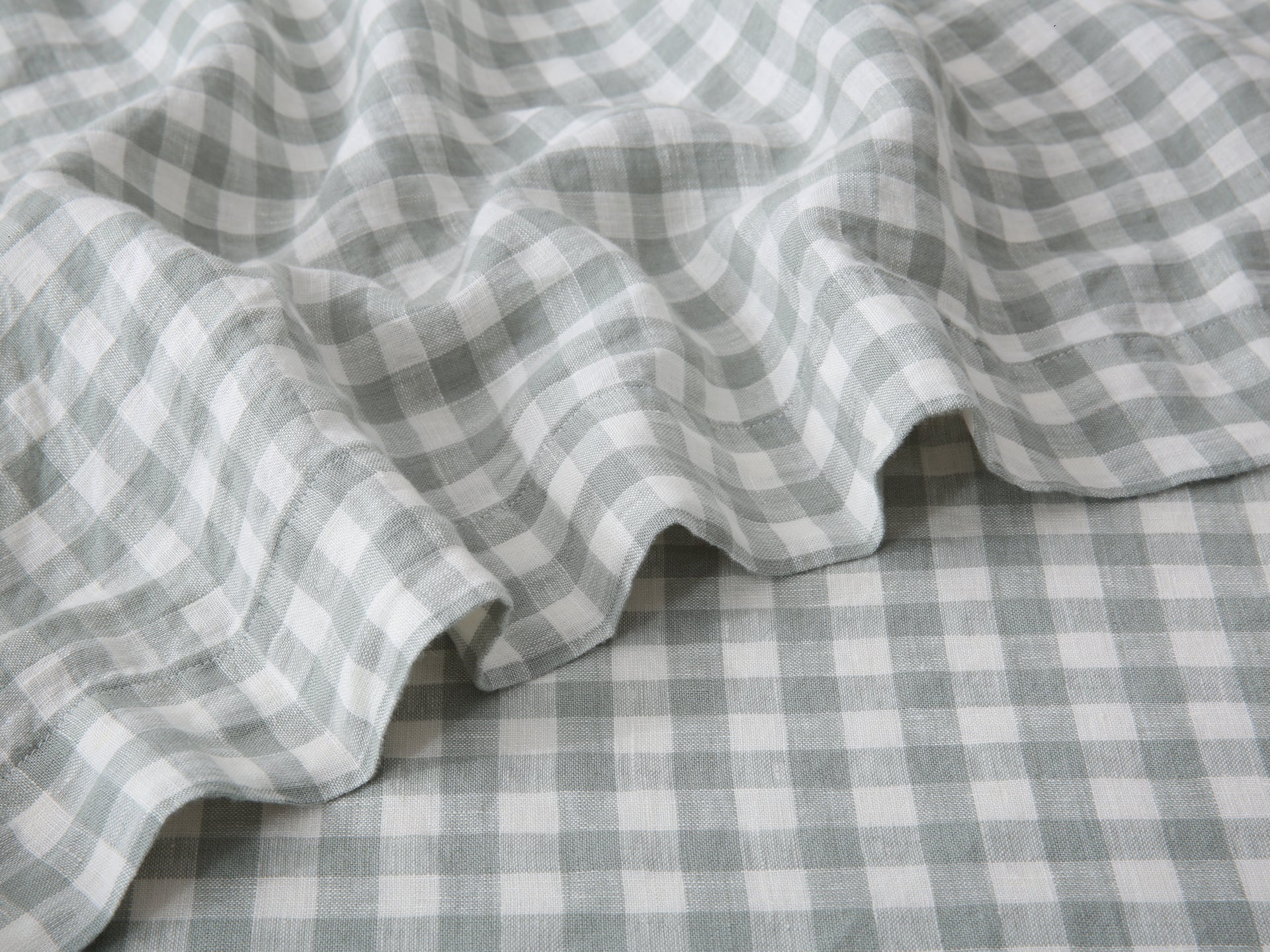 Linen Sheet Set - Sage Gingham