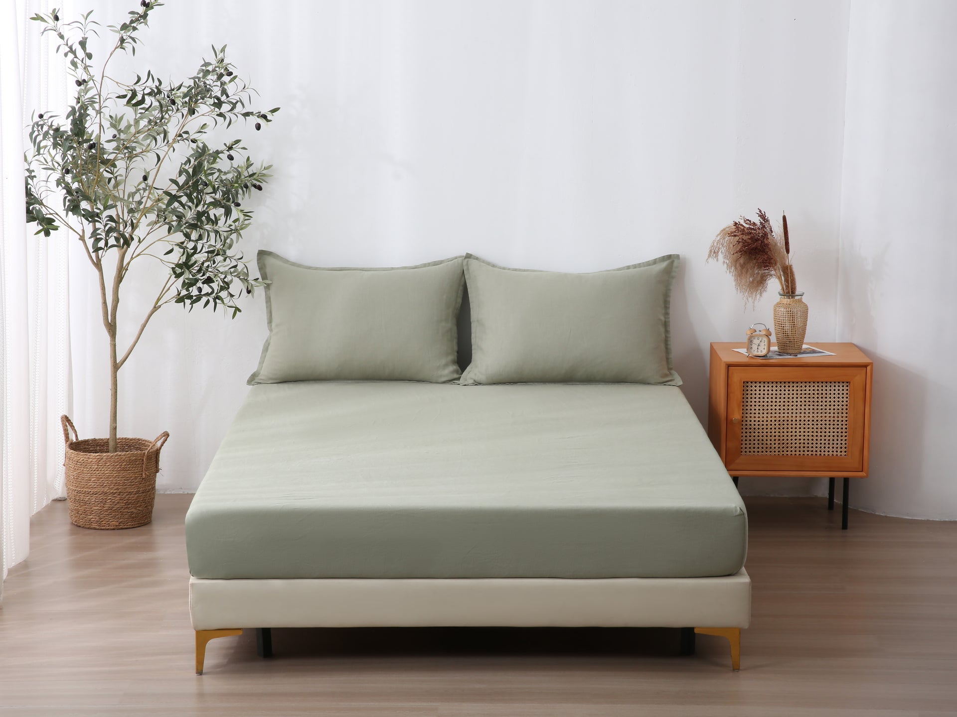 Linen Fitted Sheet - Fern