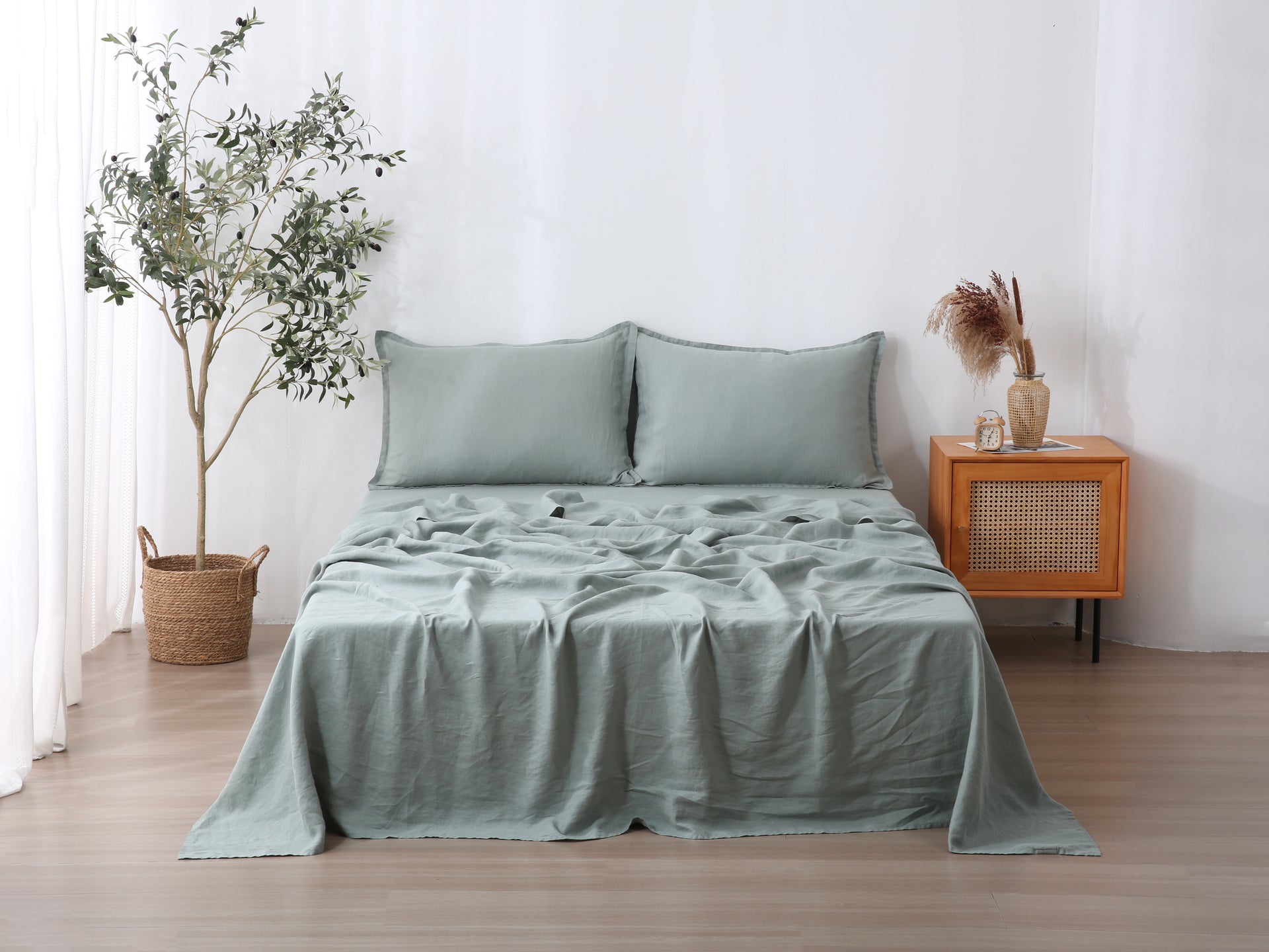 Linen Flat Sheet - Sage