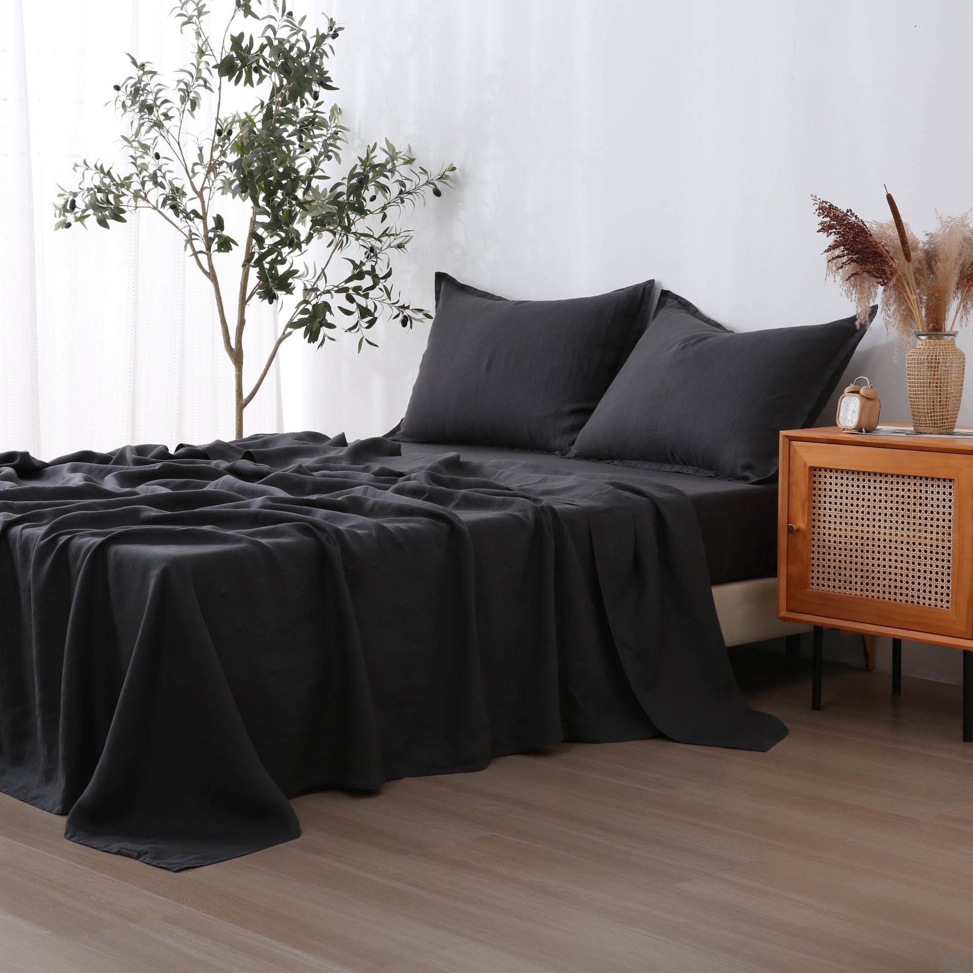 Linen Sheet Set - Charcoal
