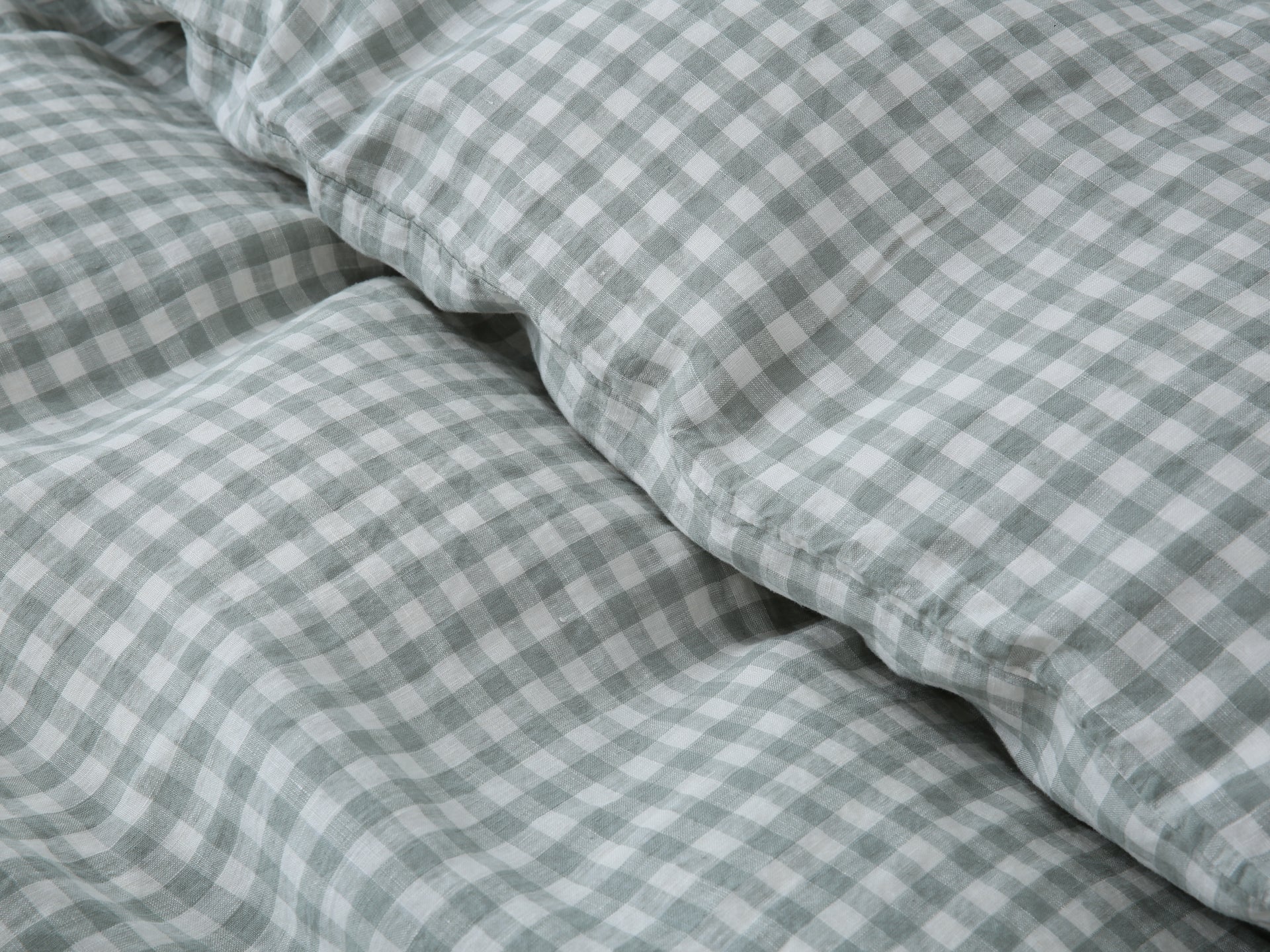 Linen Duvet Cover + Pillowcases - Sage Gingham