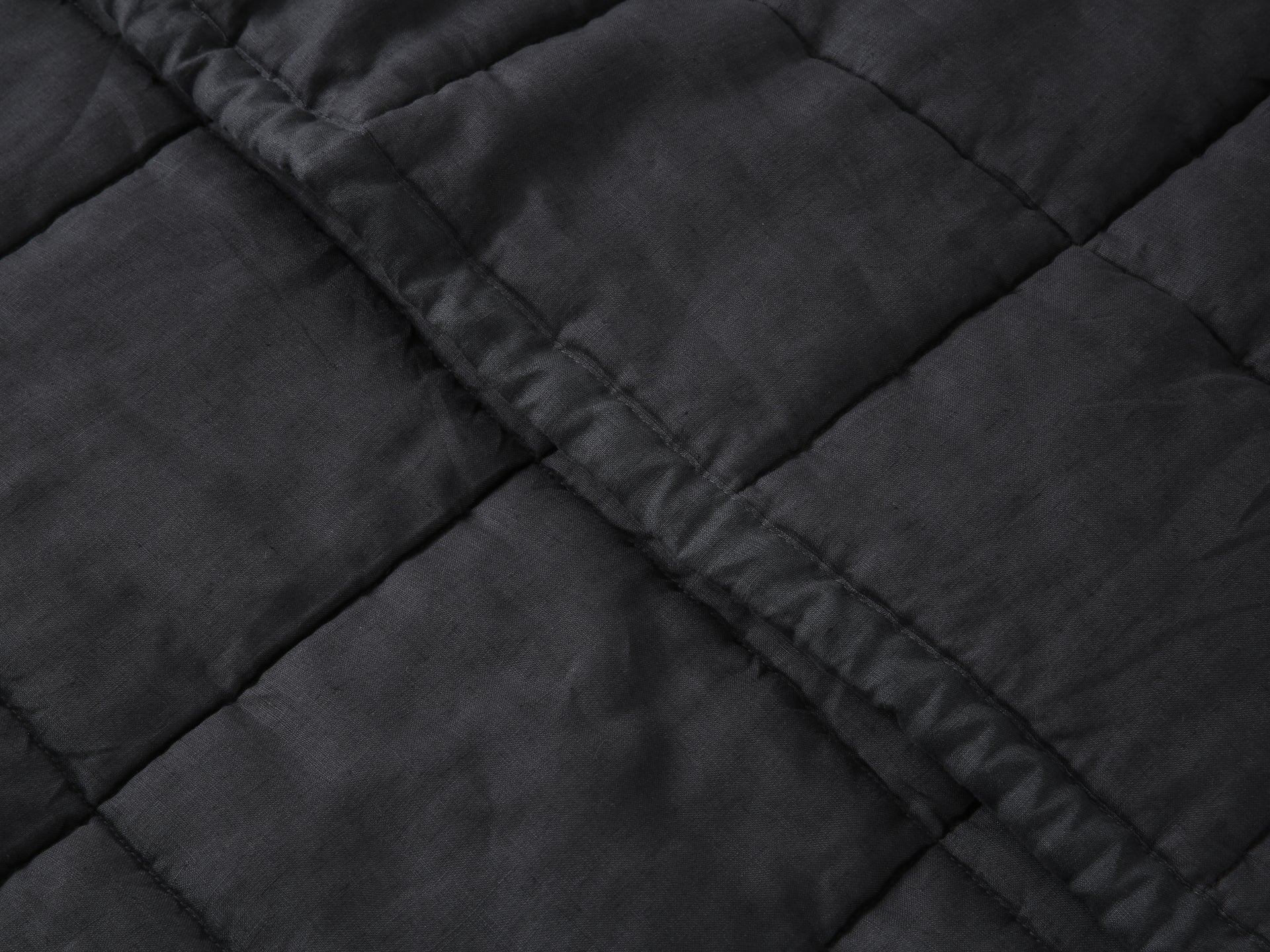 Quilted Linen Blanket - Charcoal