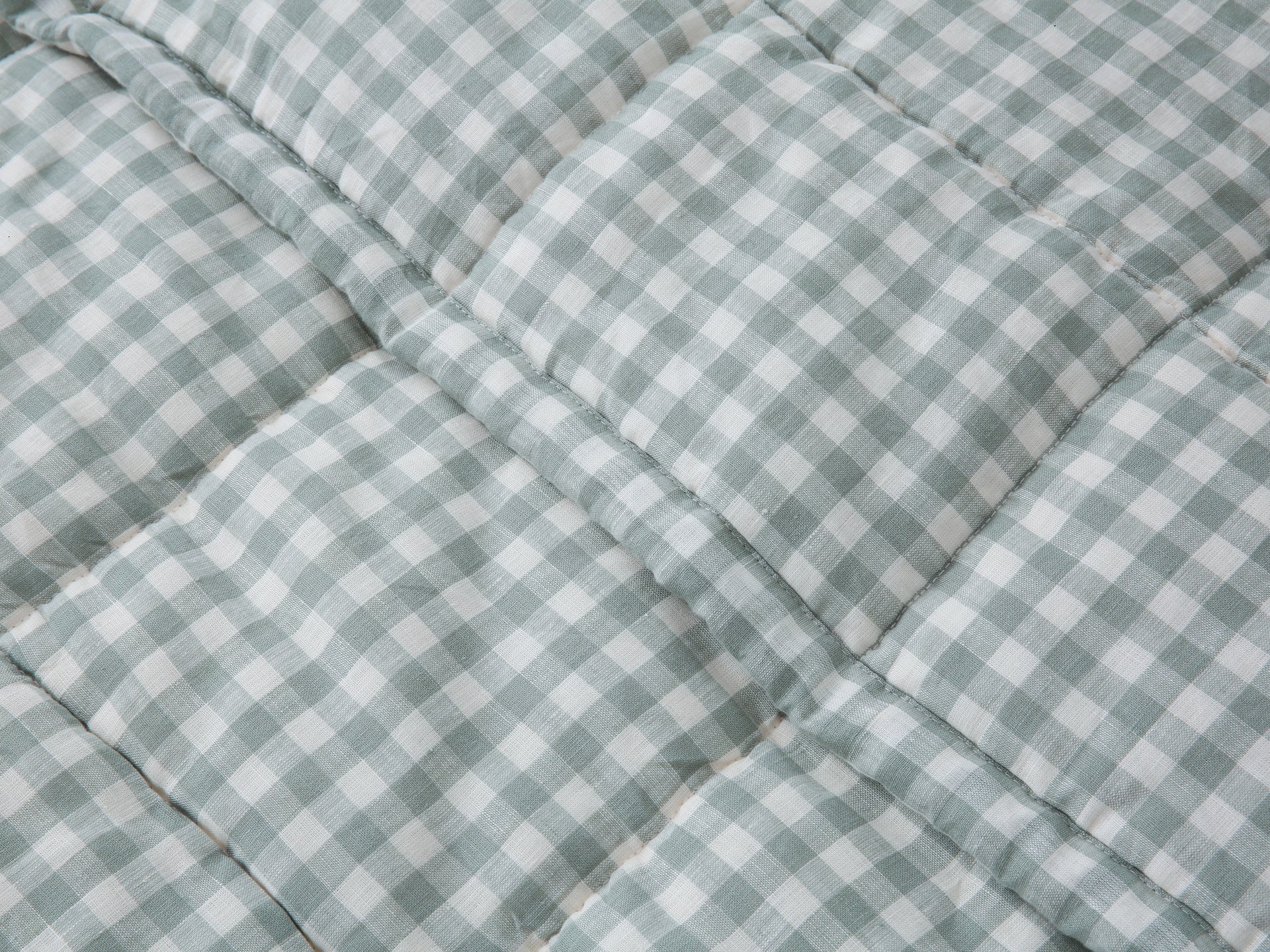 Quilted Linen Blanket - Sage Gingham
